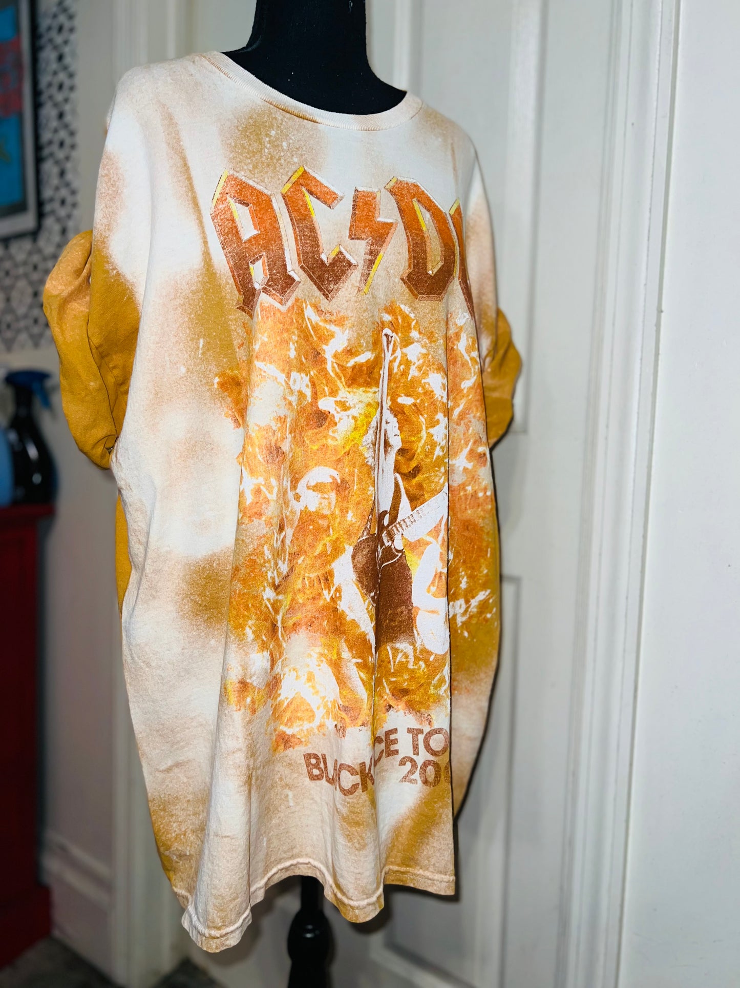 AC/DC Bleached Oversized Distressed Tee