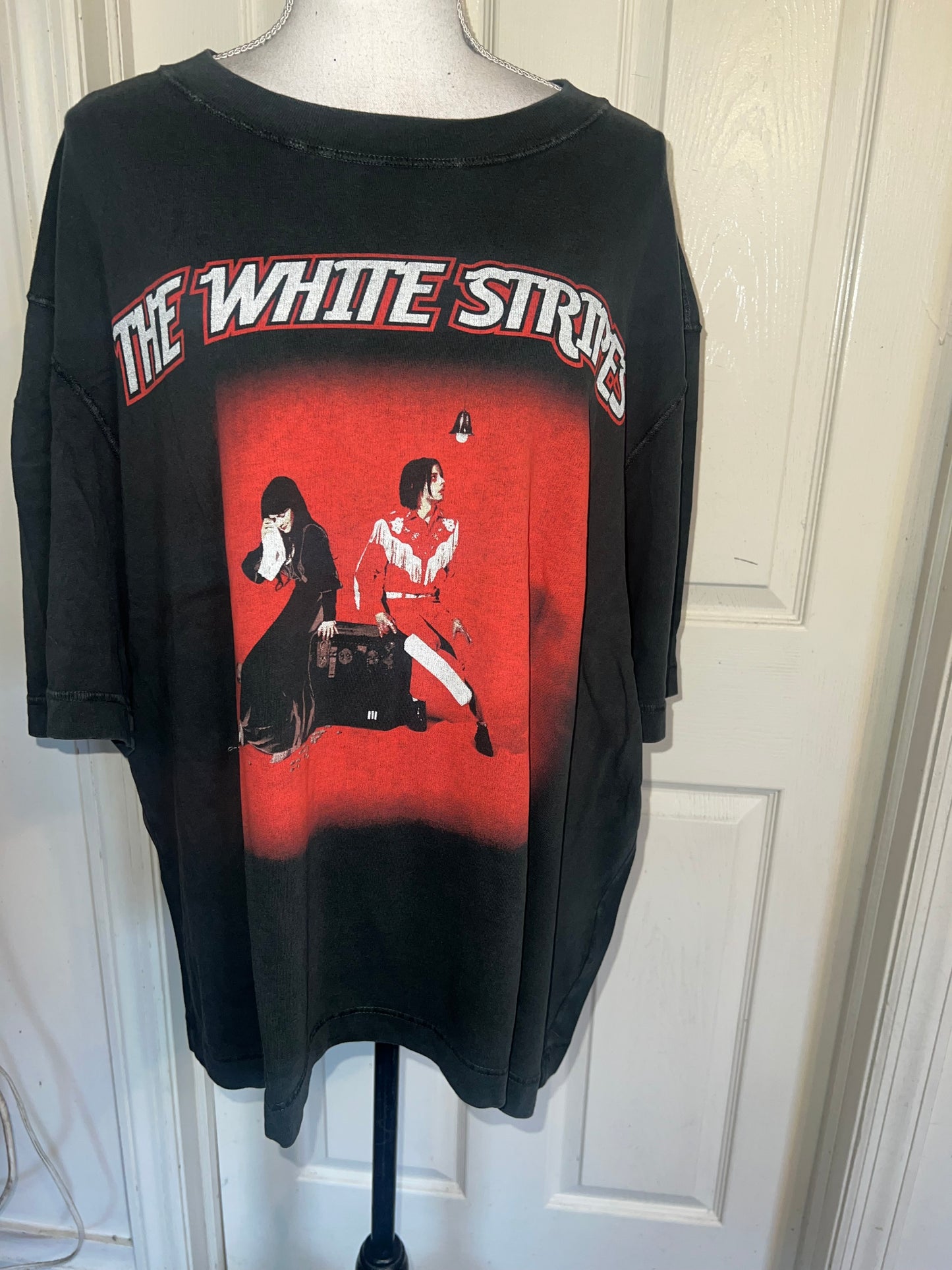 The White Stripes Double Sided Oversized Distressed Tee