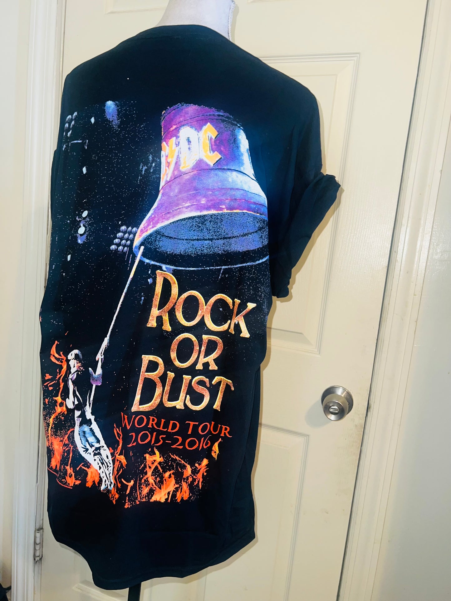 AC/DC Double Sided Oversized Distressed Tee