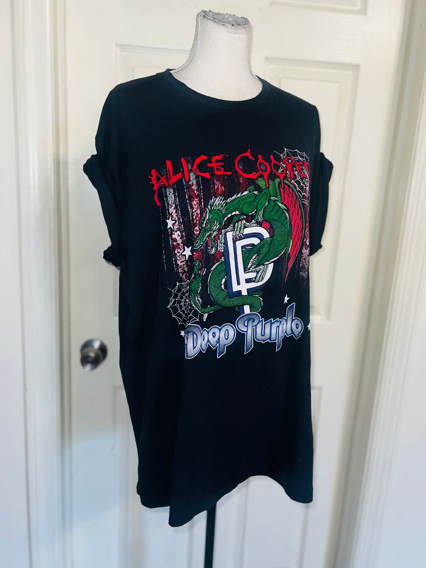 Alice Cooper and Deep Purple Double Sided Oversized Distressed Tee