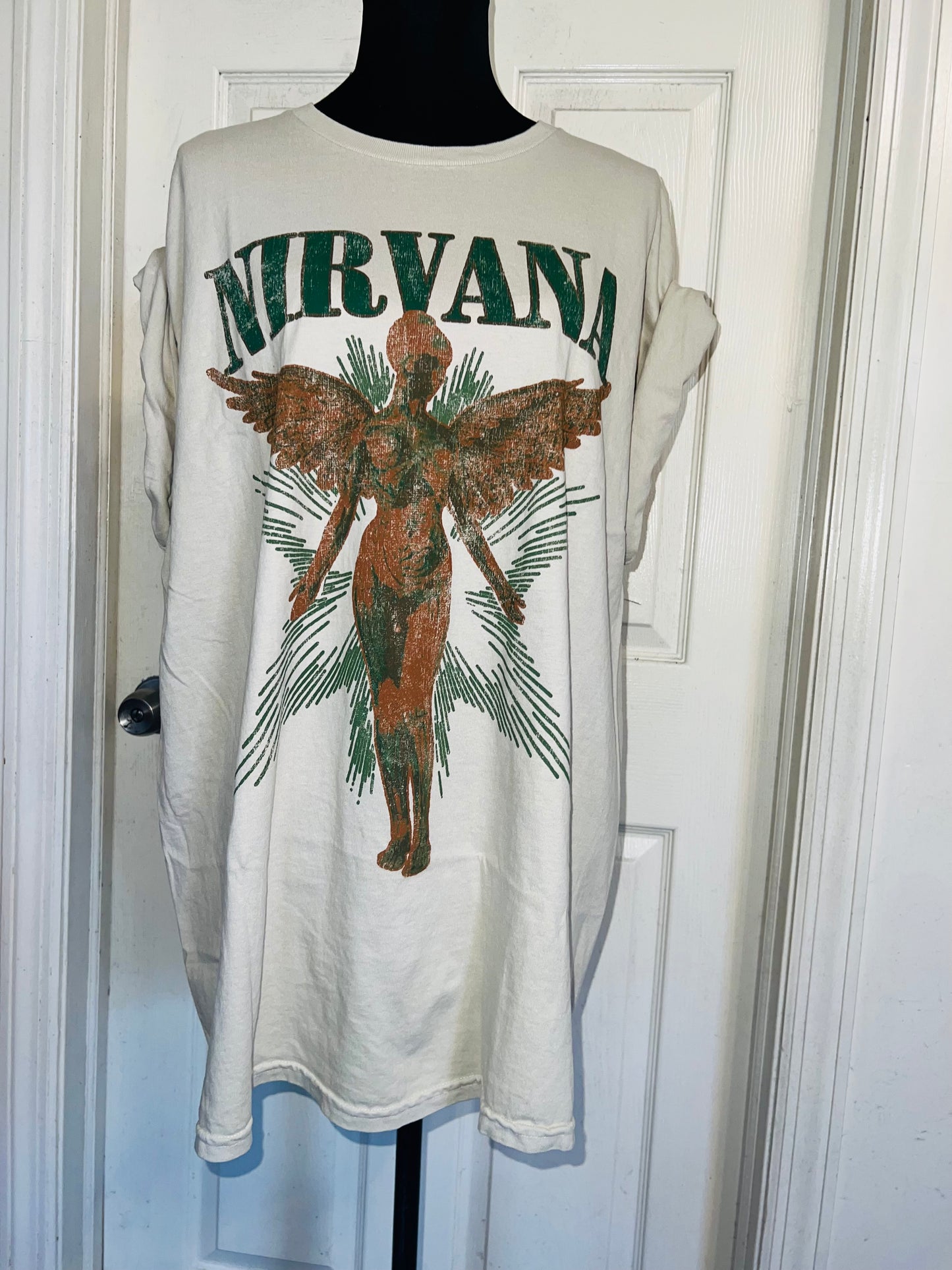 Nirvana Double Sided Oversized Distressed Tee