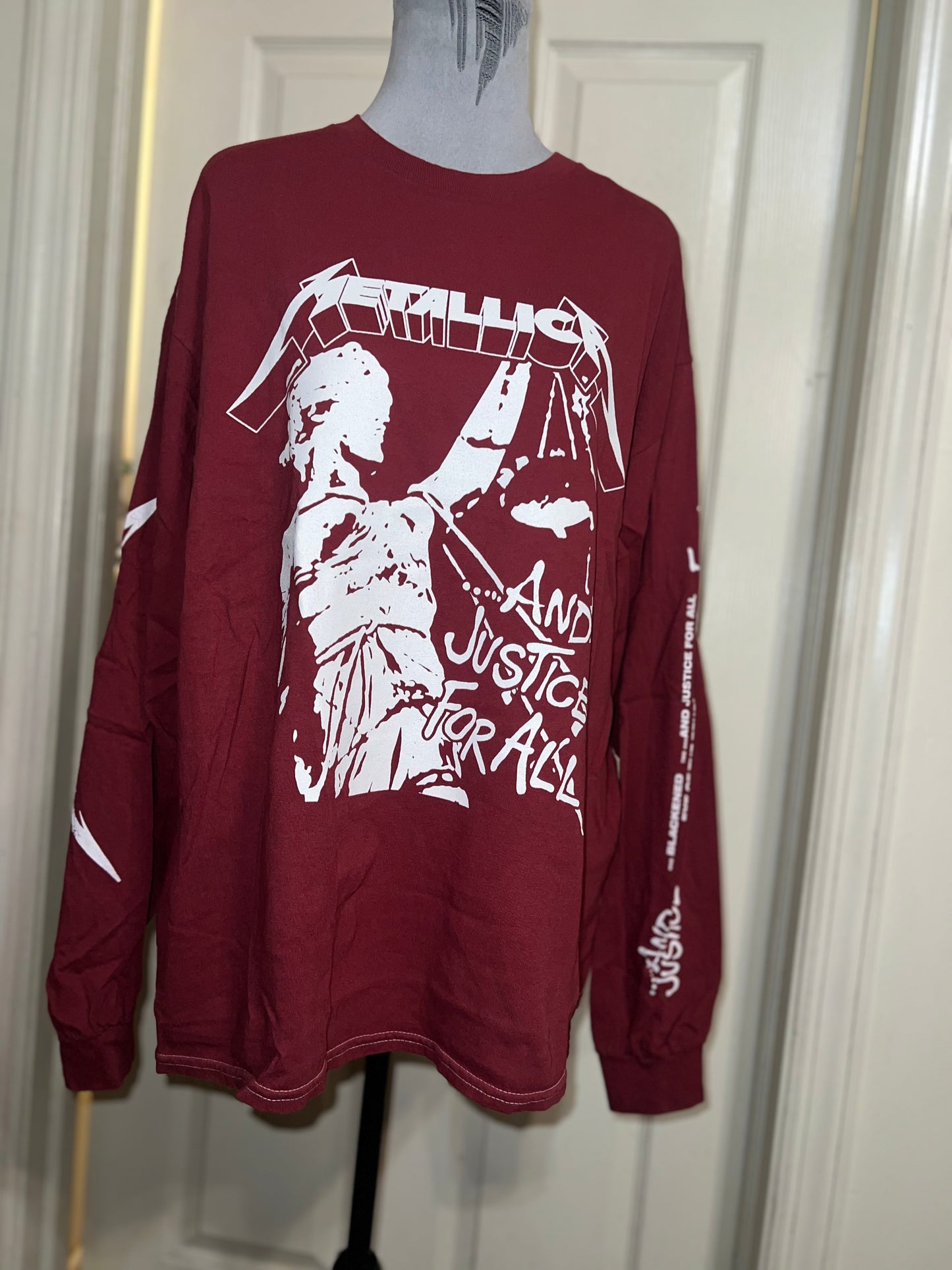 Metallica Long Sleeve Oversized Distressed Tee