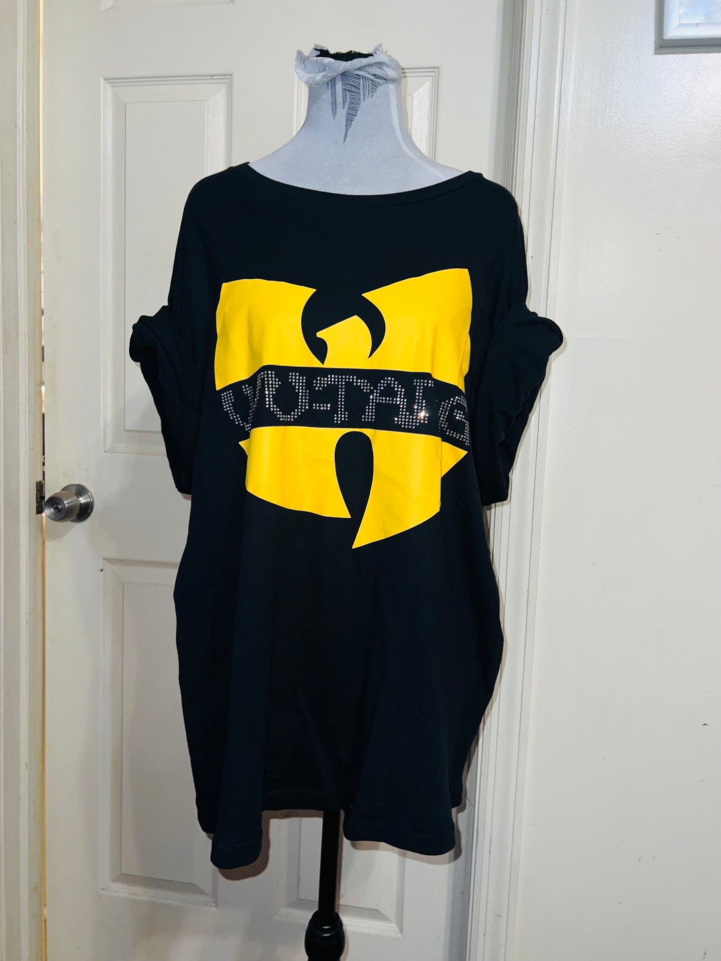 Wu-Tang Clan Rhinestone Oversized Distressed Tee