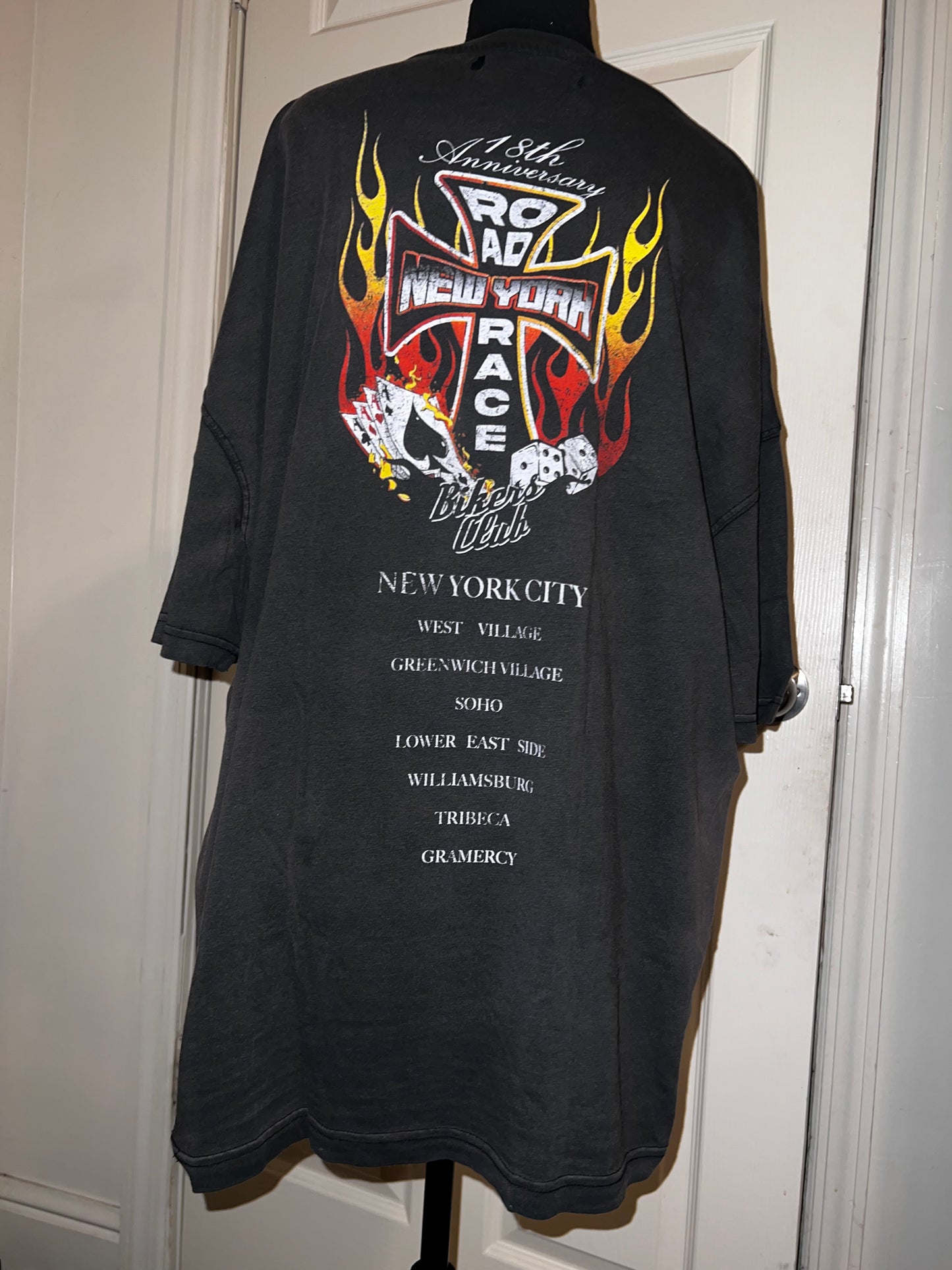 Bikers Club Road Race 18th Anniversary Vintage Oversized Distressed Tee