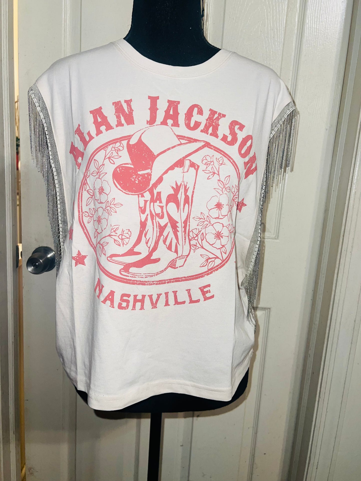 Alan Jackson Oversized Metal Fringe Muscle Tee