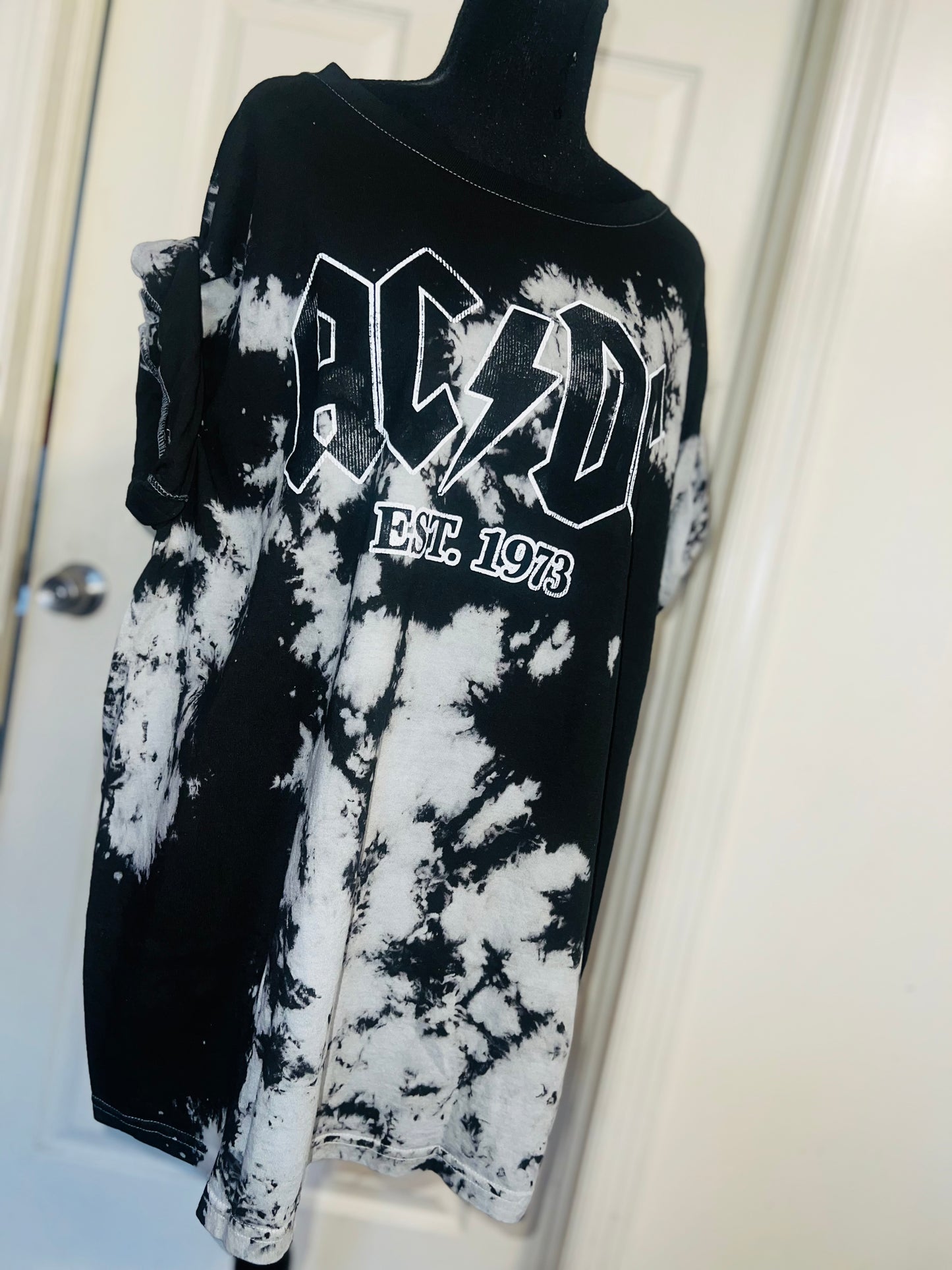 AC/DC Tie Dye Oversized Distressed Tee