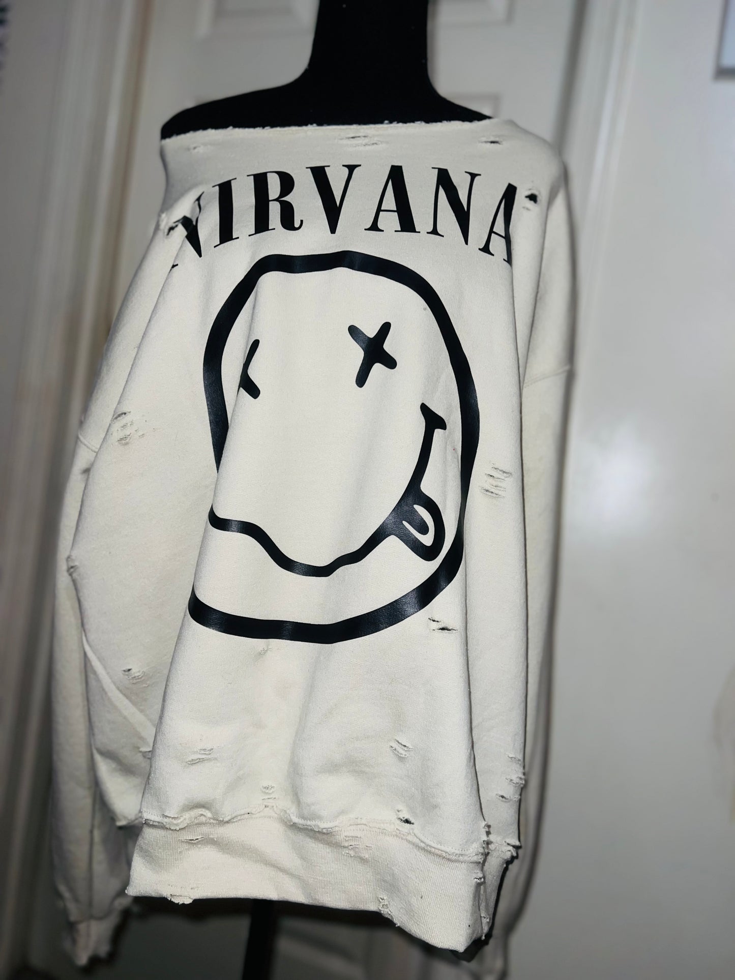 Nirvana Oversized Distressed Sweatshirt