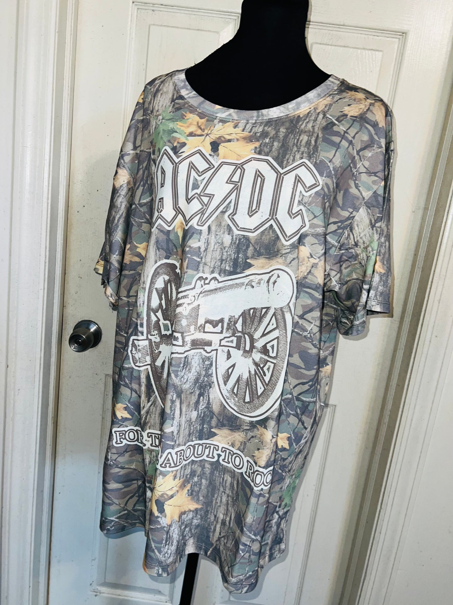 AC/DC Camo Oversized Distressed Tee