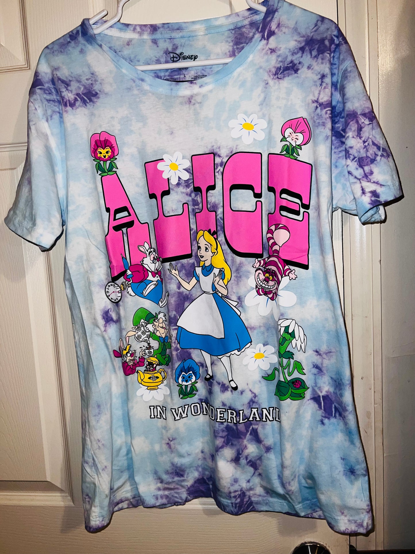Alice in Wonderland Tie Dye Oversized Distressed Tee