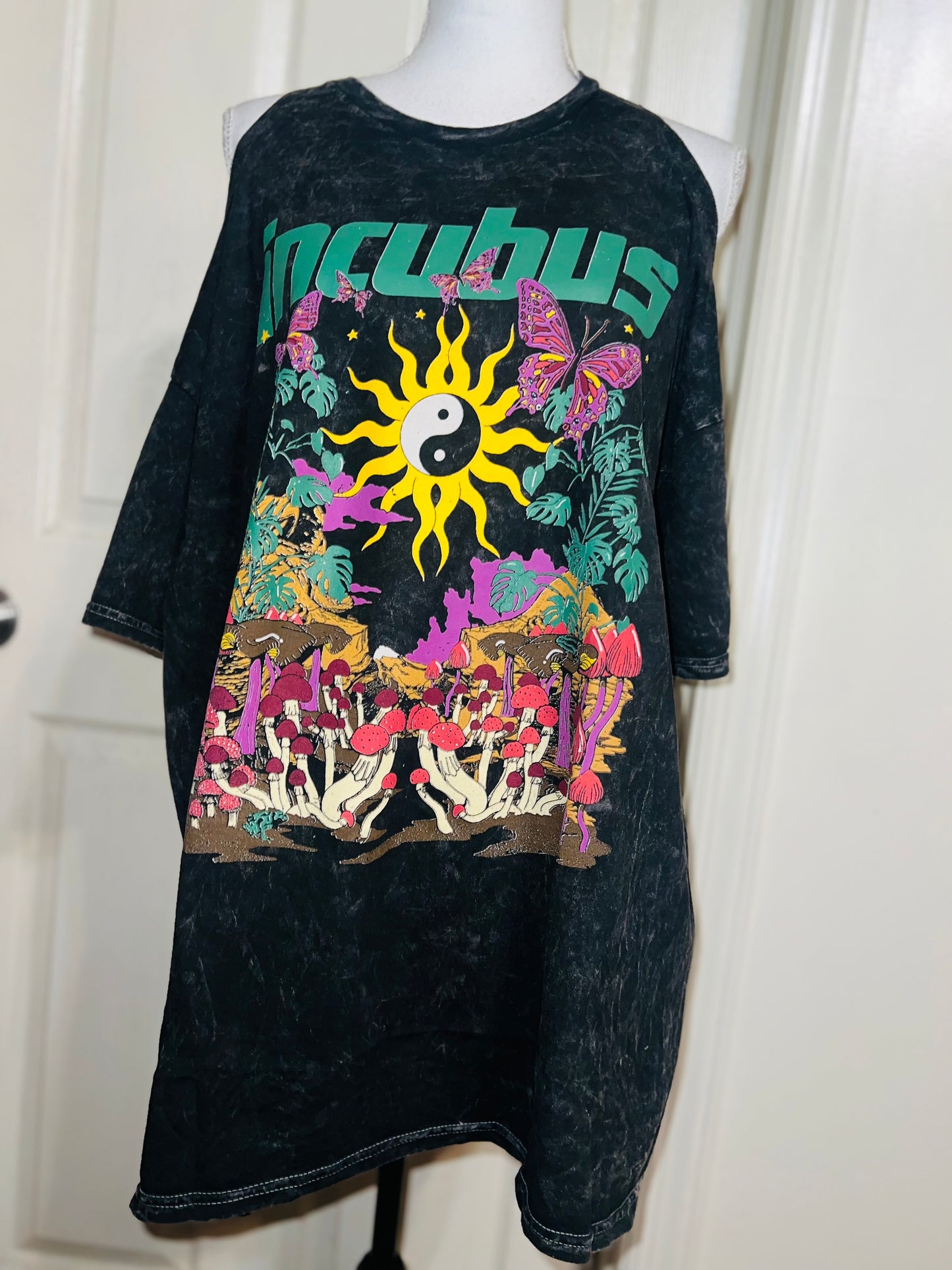 Incubus Oversized Distressed Cut Out Tee