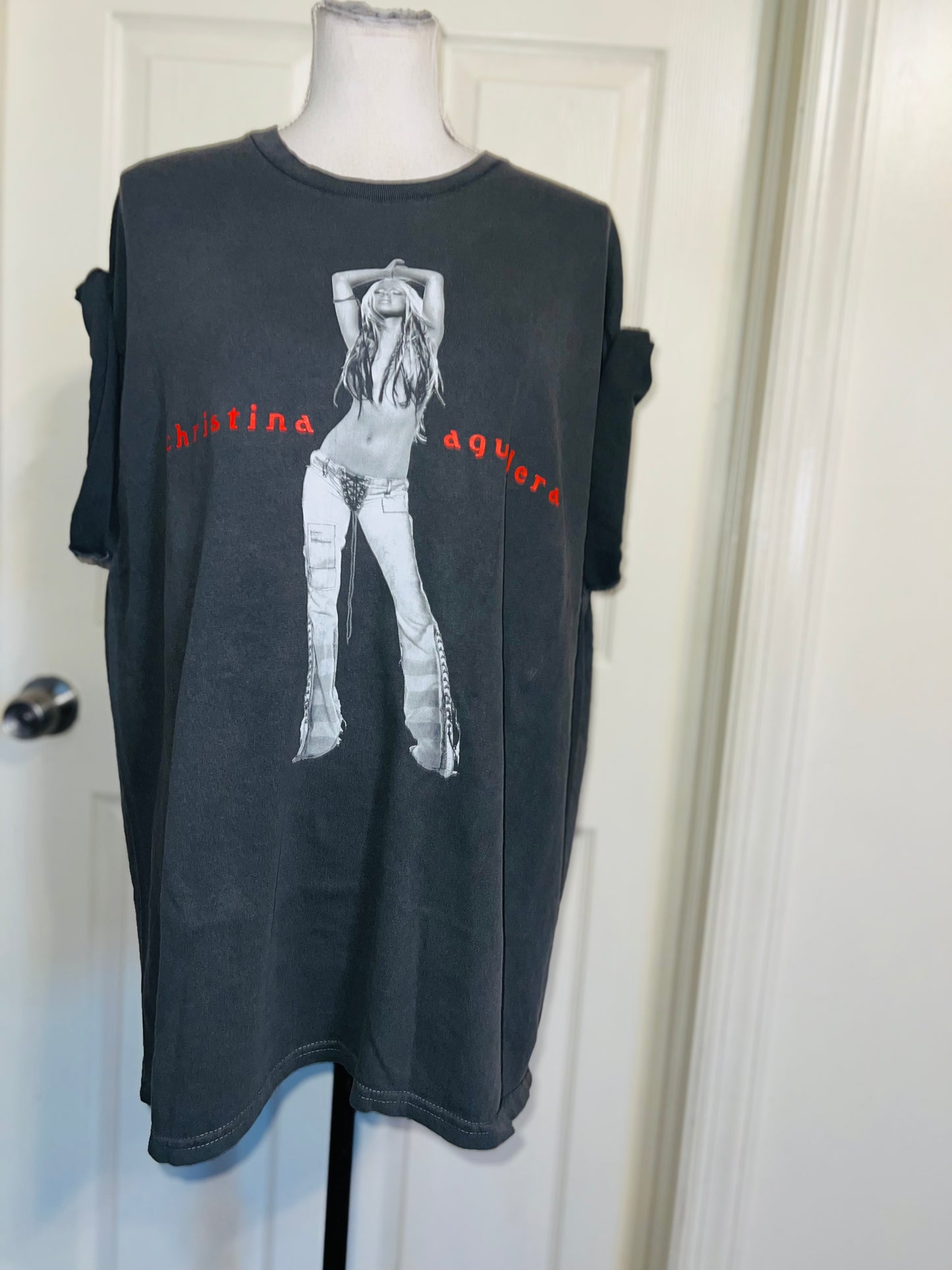 Christina Aguilera Oversized Distressed Tee