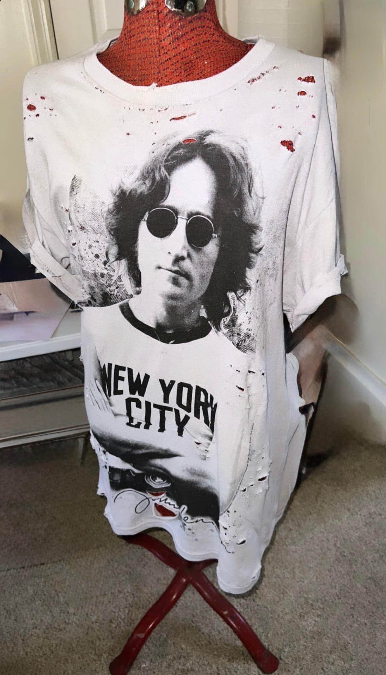 John Lennon Oversized Distressed Tee
