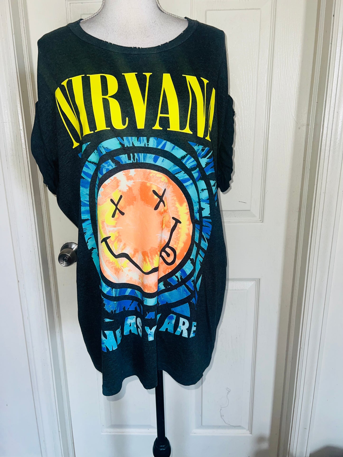 Nirvana Double Sided Oversized Distressed Tee