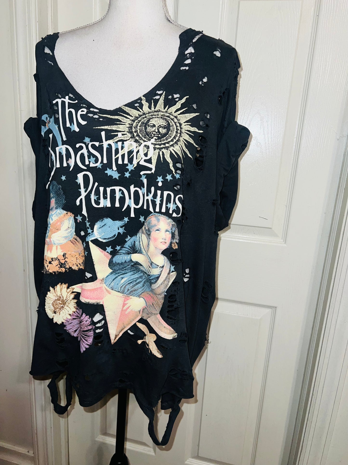 Smashing Pumpkins Double Sided Oversized Distressed Tee