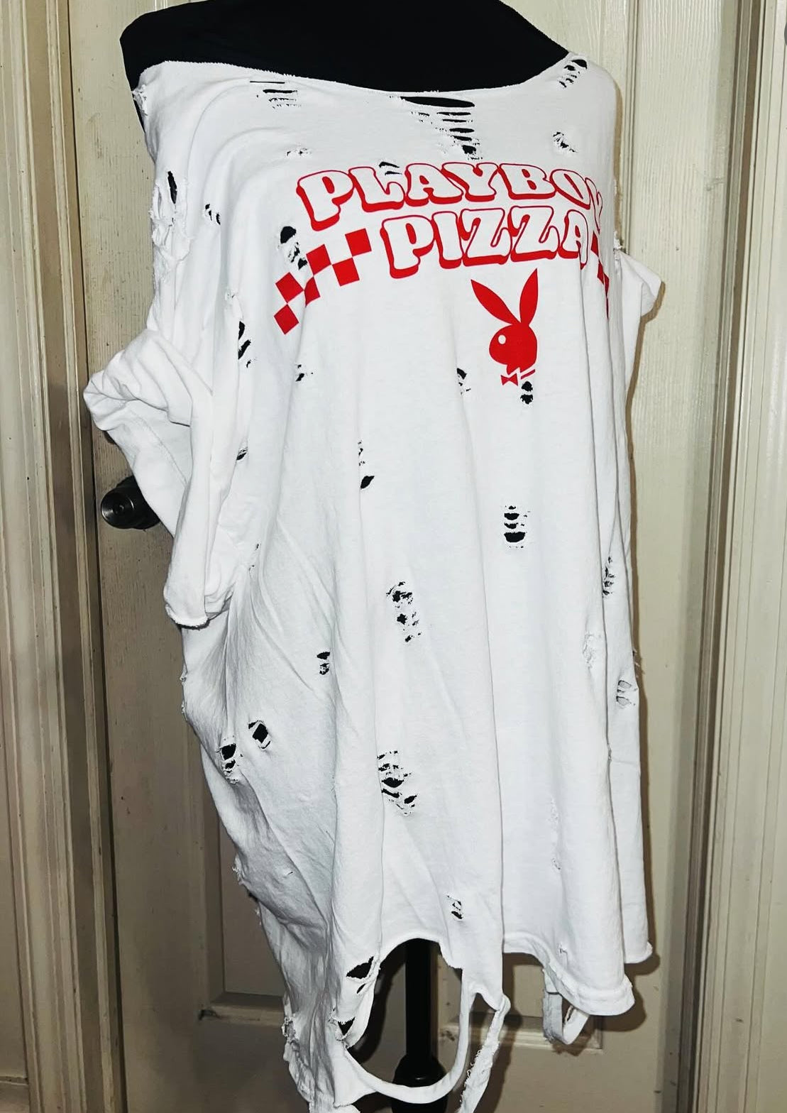 Playboy Pizza Double Sided Distressed Tee