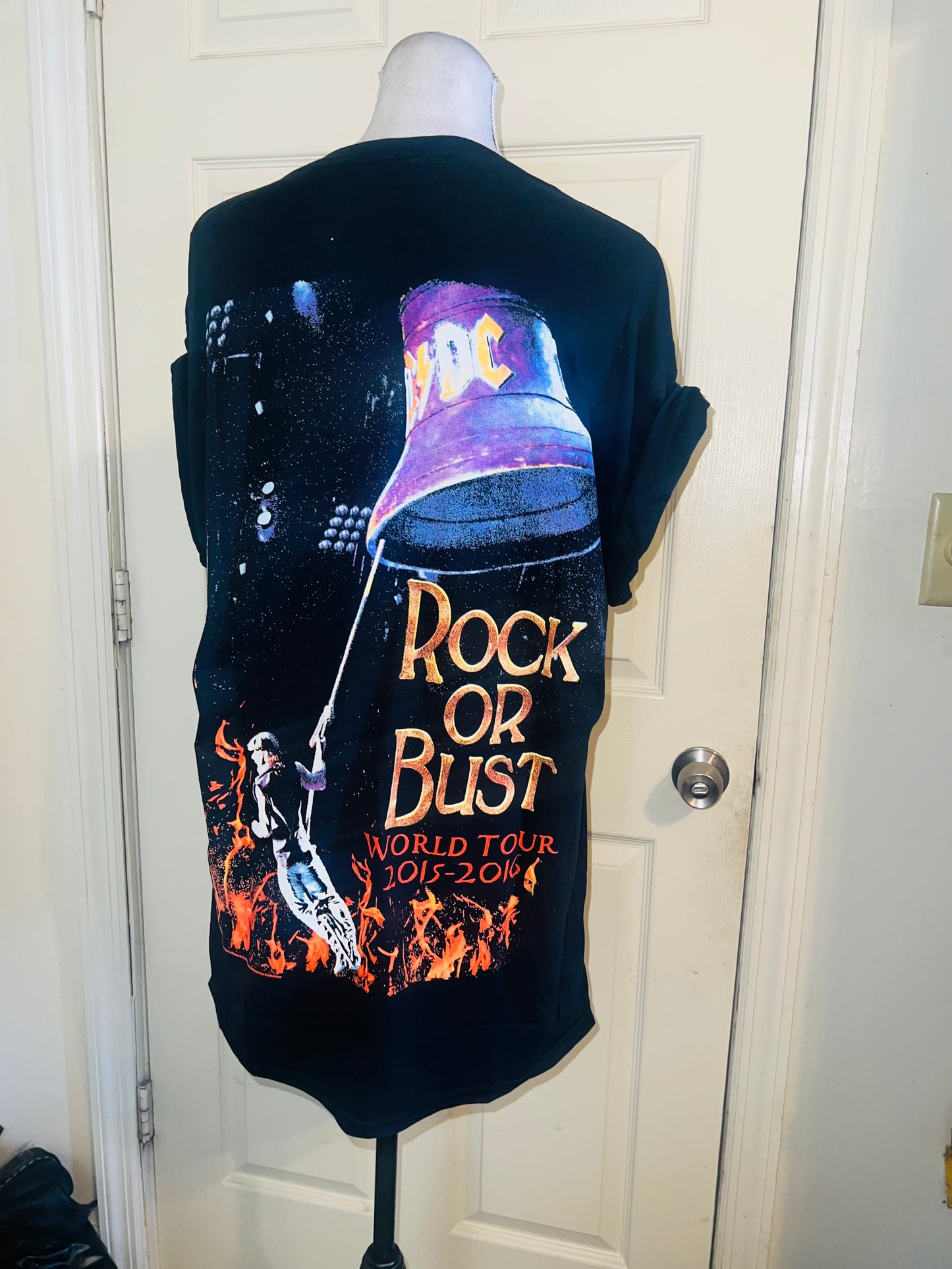AC/DC Double Sided Oversized Distressed Tee