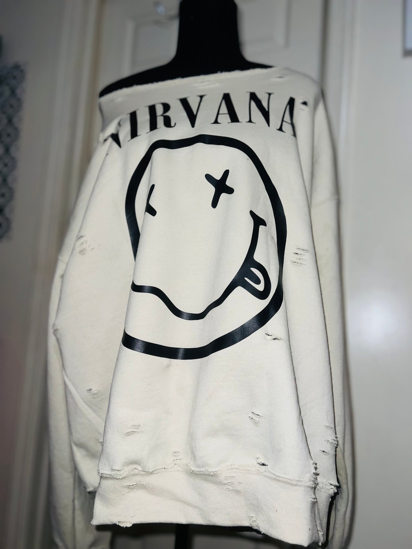 Nirvana Oversized Distressed Sweatshirt