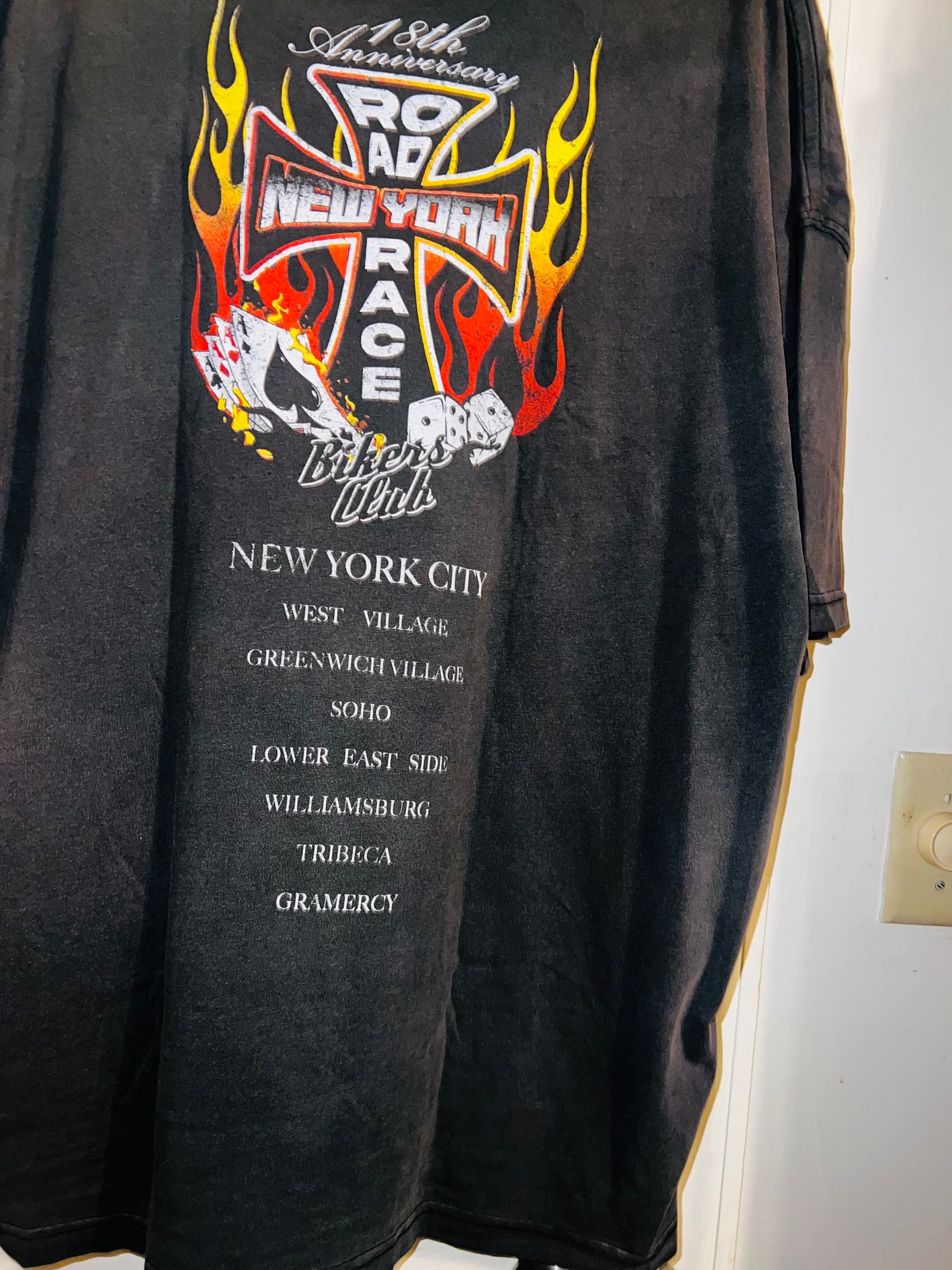Bikers Club Road Race 18th Anniversary Vintage Oversized Distressed Tee
