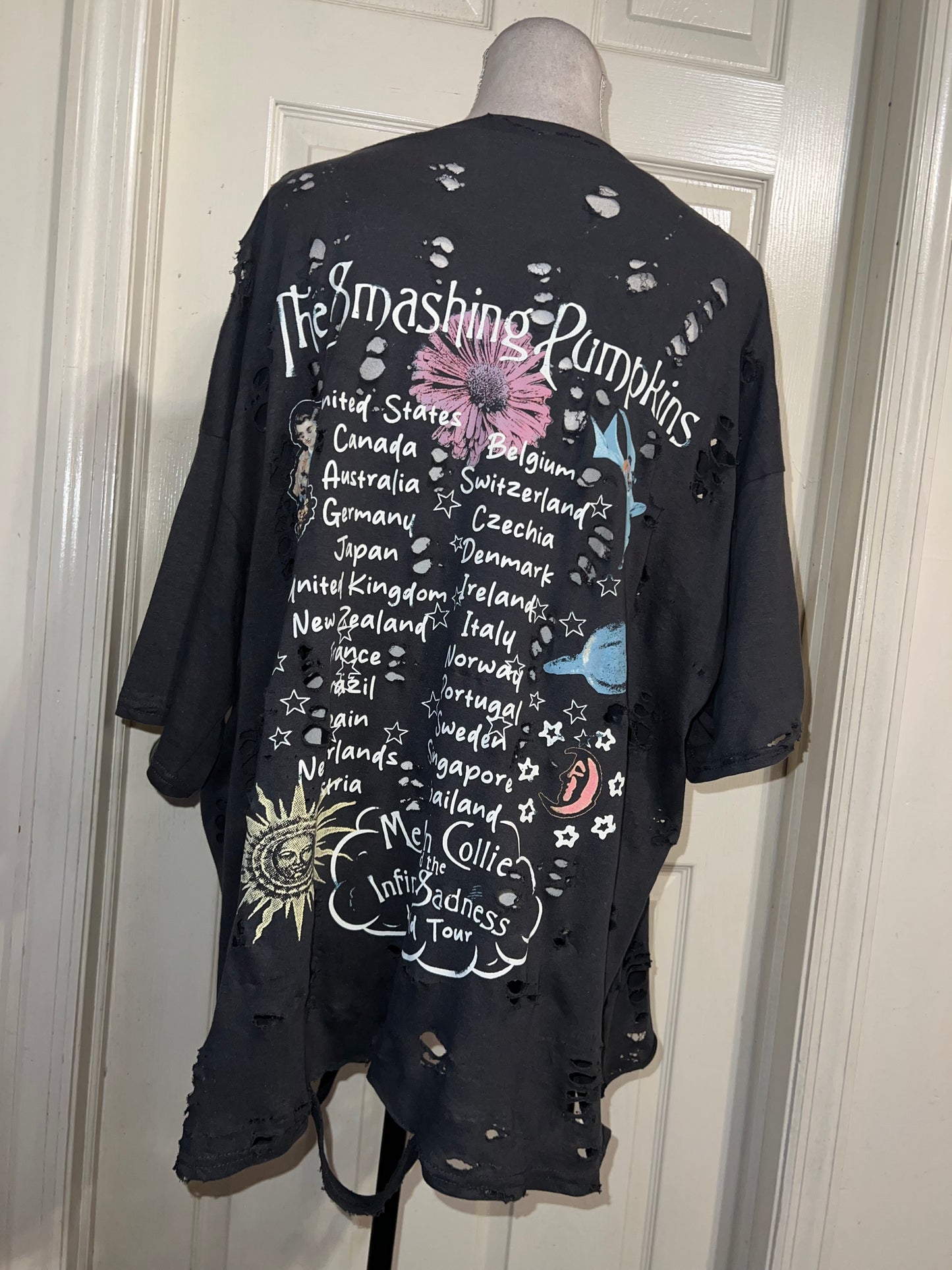 Smashing Pumpkins Double Sided Oversized Distressed Tee