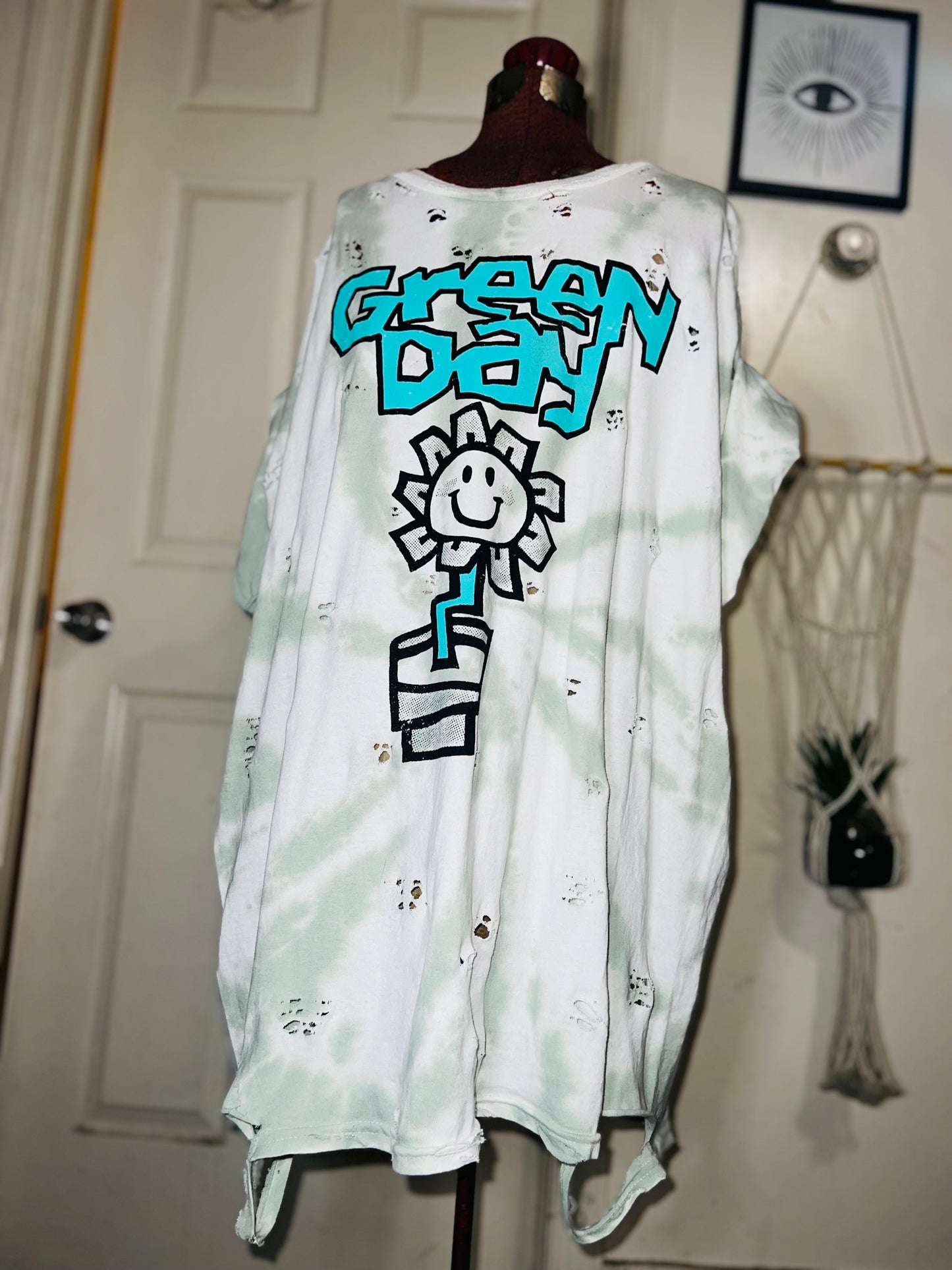 Green Day Tie Dye Double Sided Distressed Tee