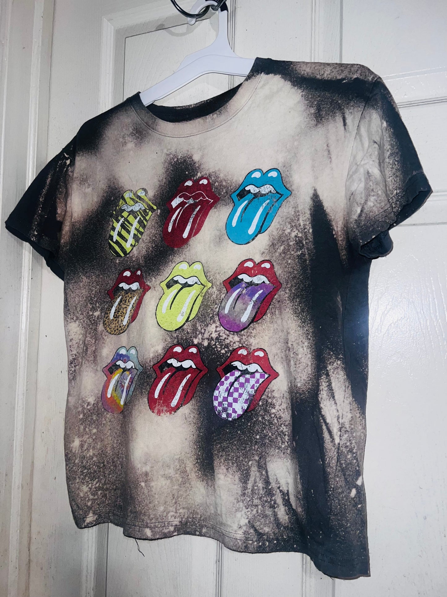 Bleached The Rolling Stones Multi Color Distressed Tee