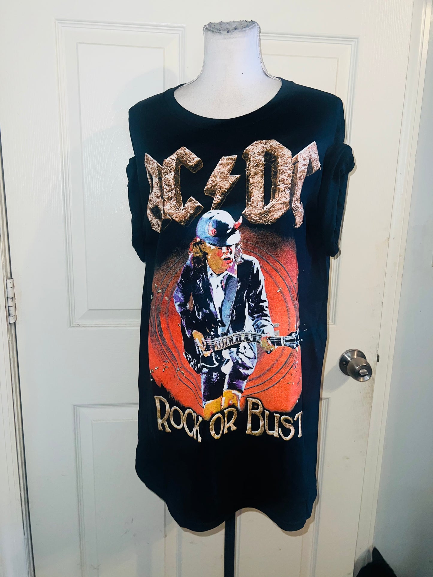 AC/DC Double Sided Oversized Distressed Tee