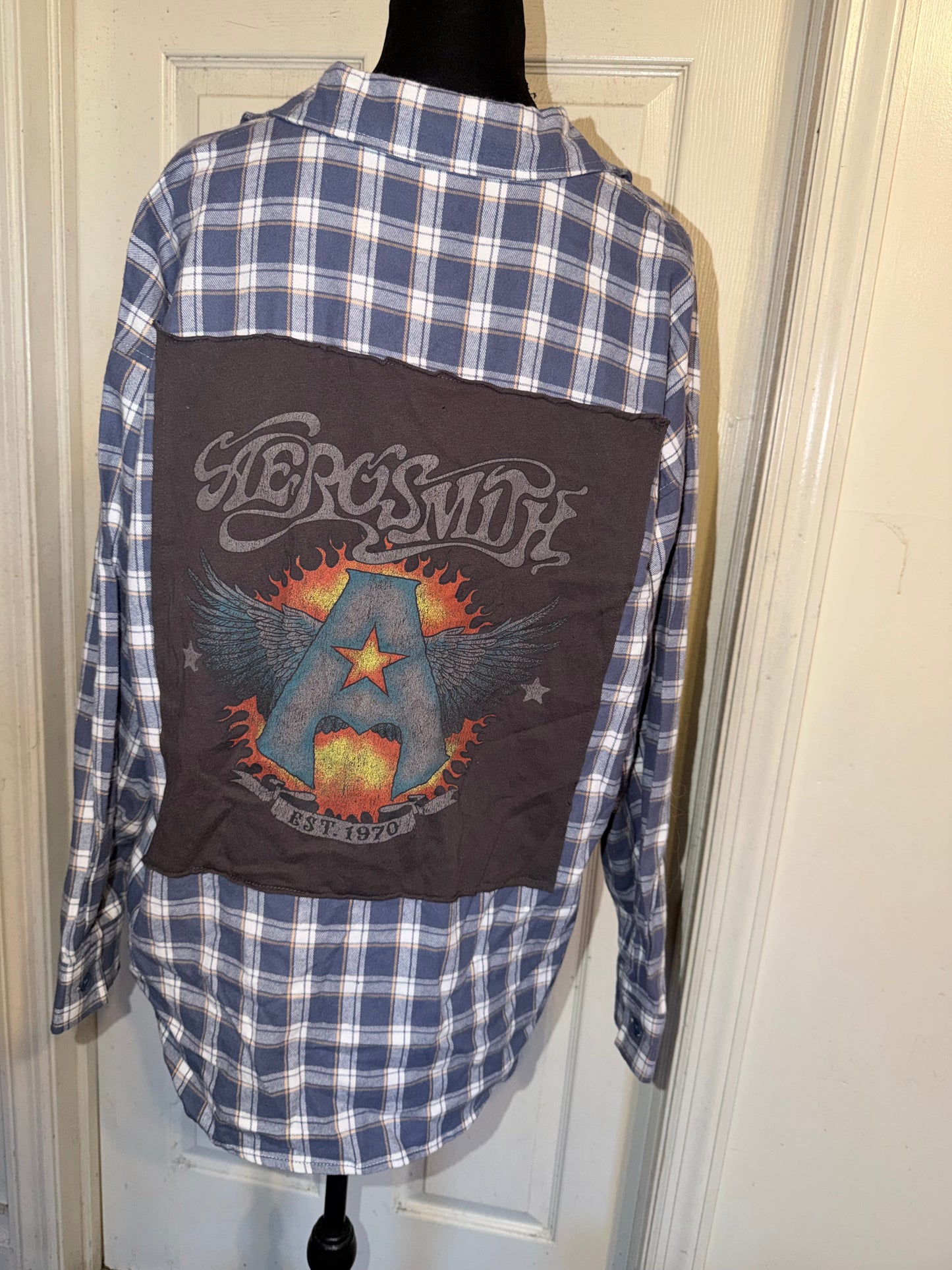 Aerosmith Oversized Double Sided Distressed Flannel