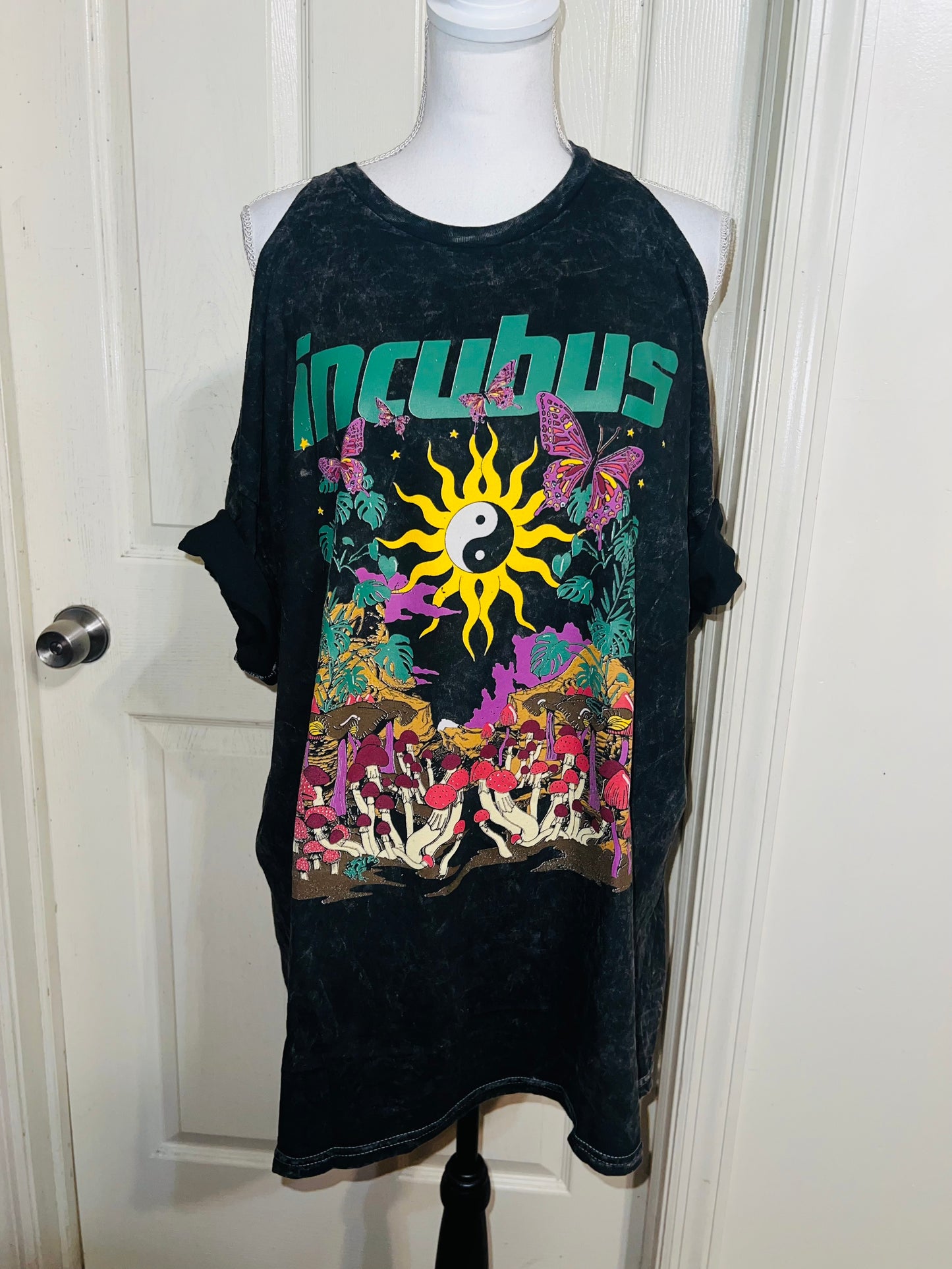 Incubus Oversized Distressed Cut Out Tee