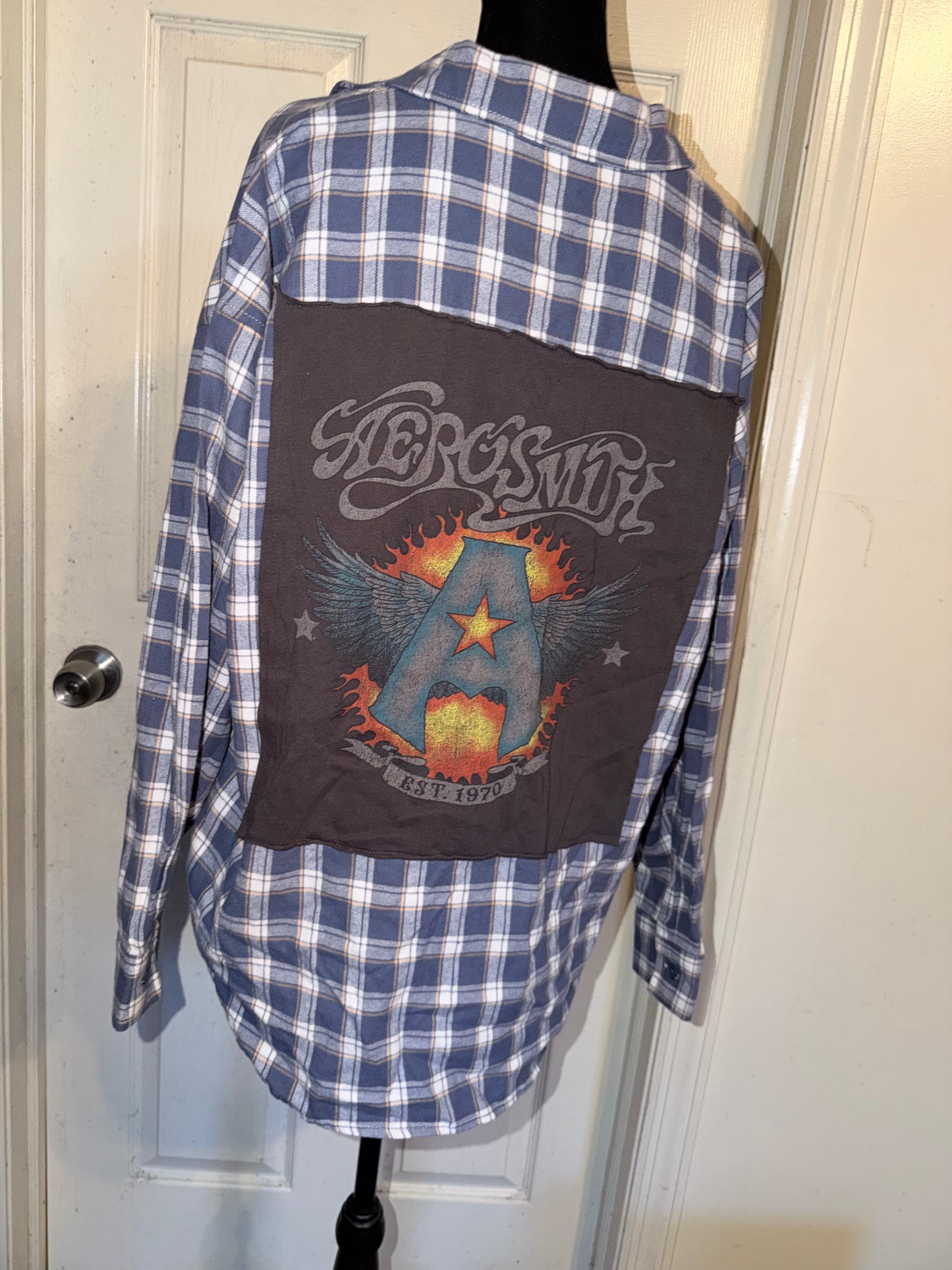 Aerosmith Oversized Double Sided Distressed Flannel