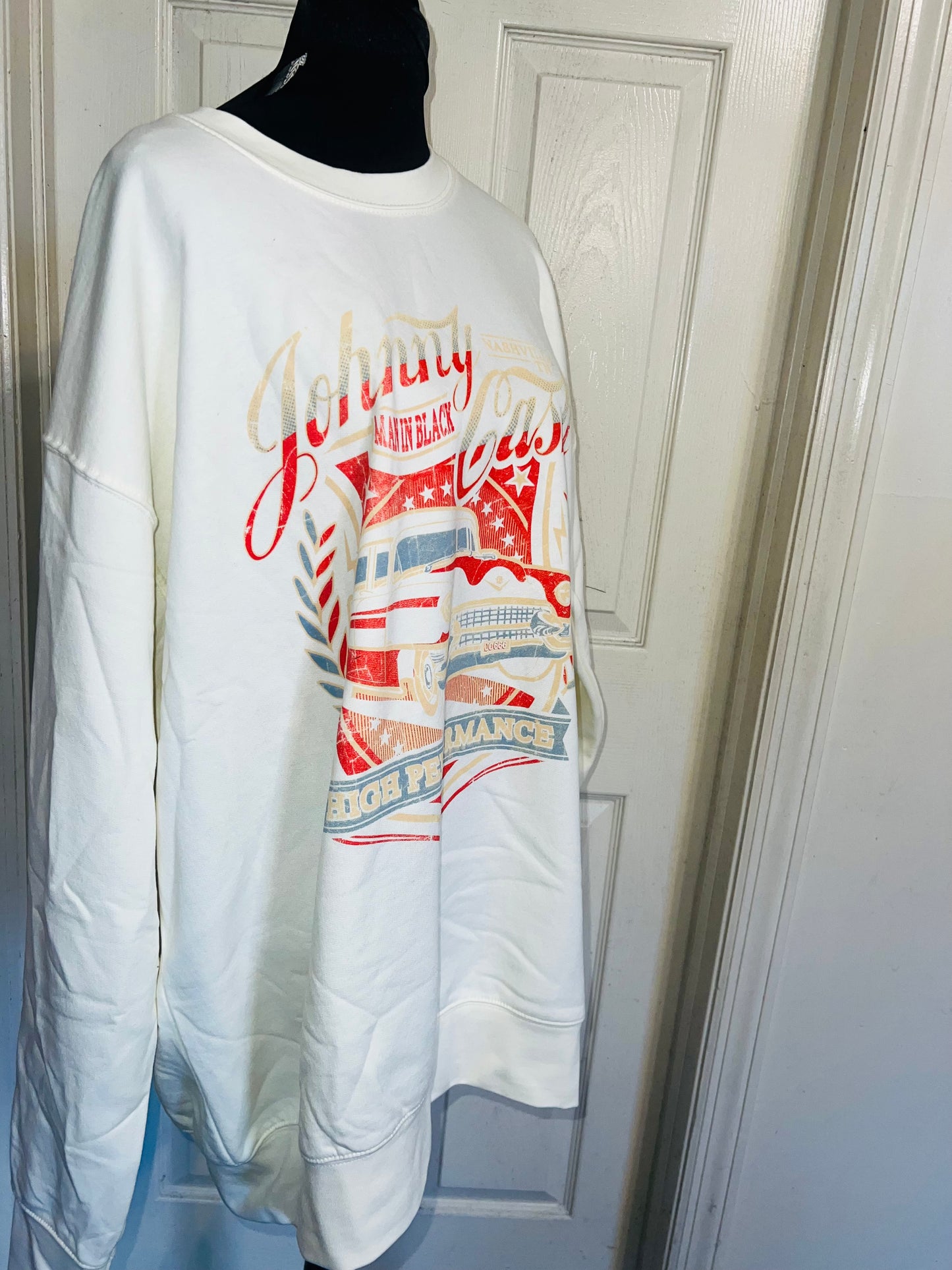 Johnny Cash Oversized Distressed Sweatshirt