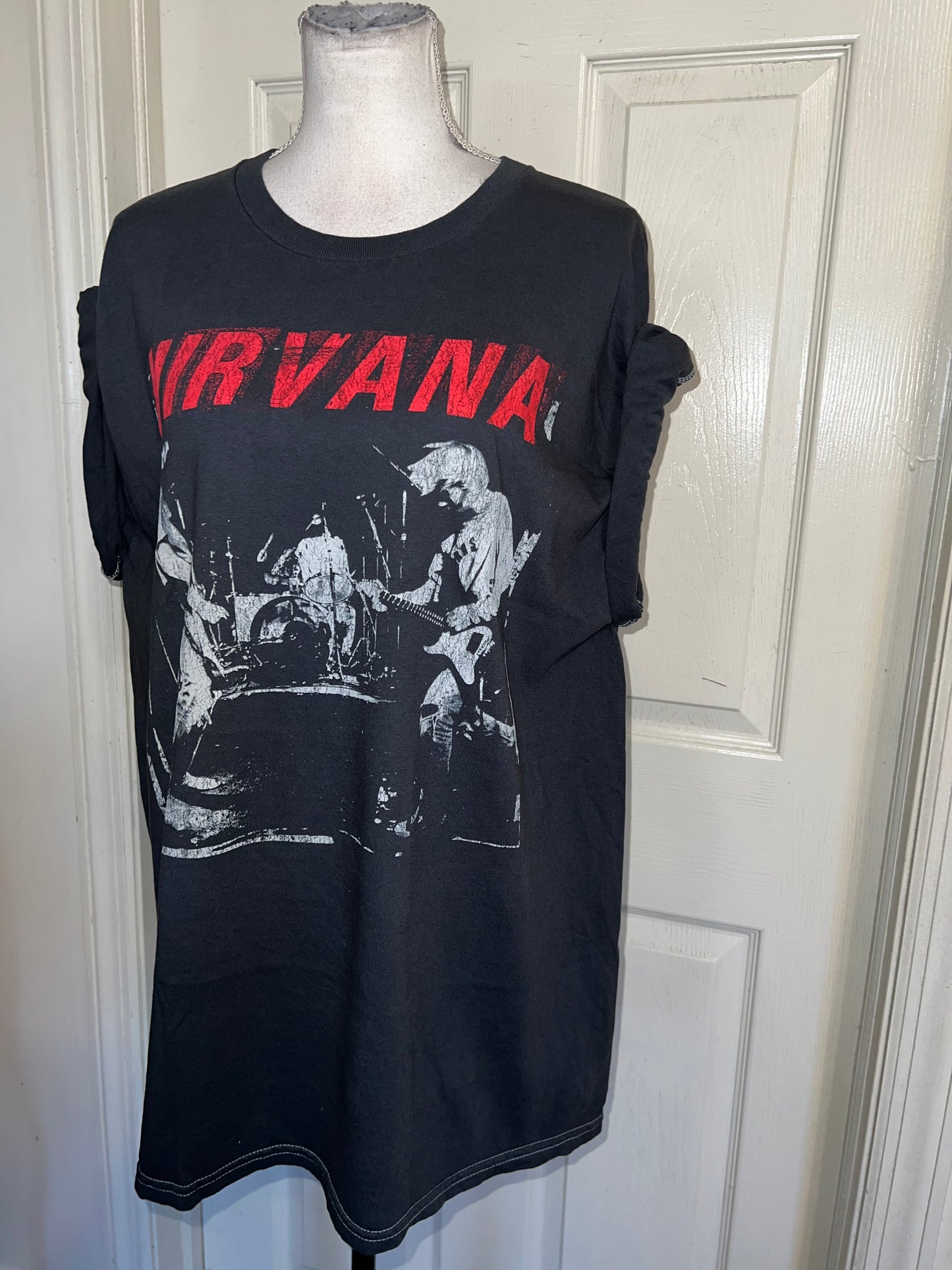 Nirvana Double Sided Oversized Distressed Tee