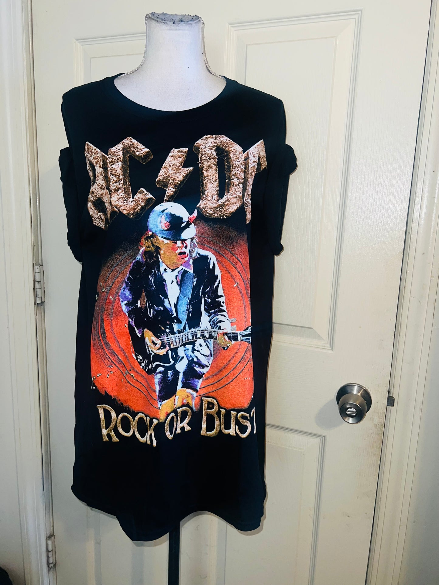 AC/DC Double Sided Oversized Distressed Tee