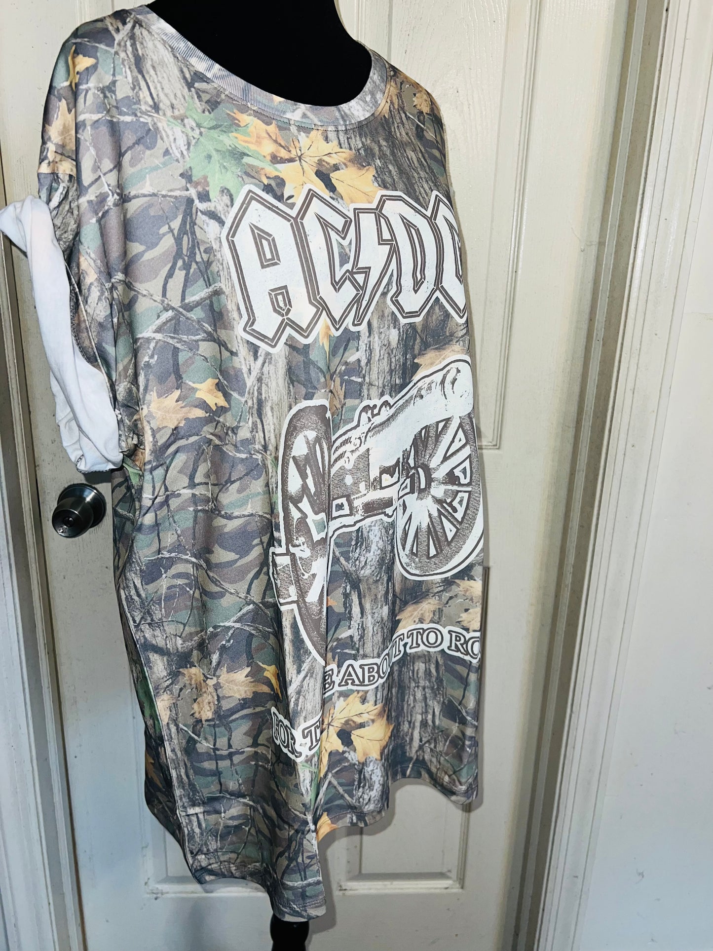 AC/DC Camo Oversized Distressed Tee