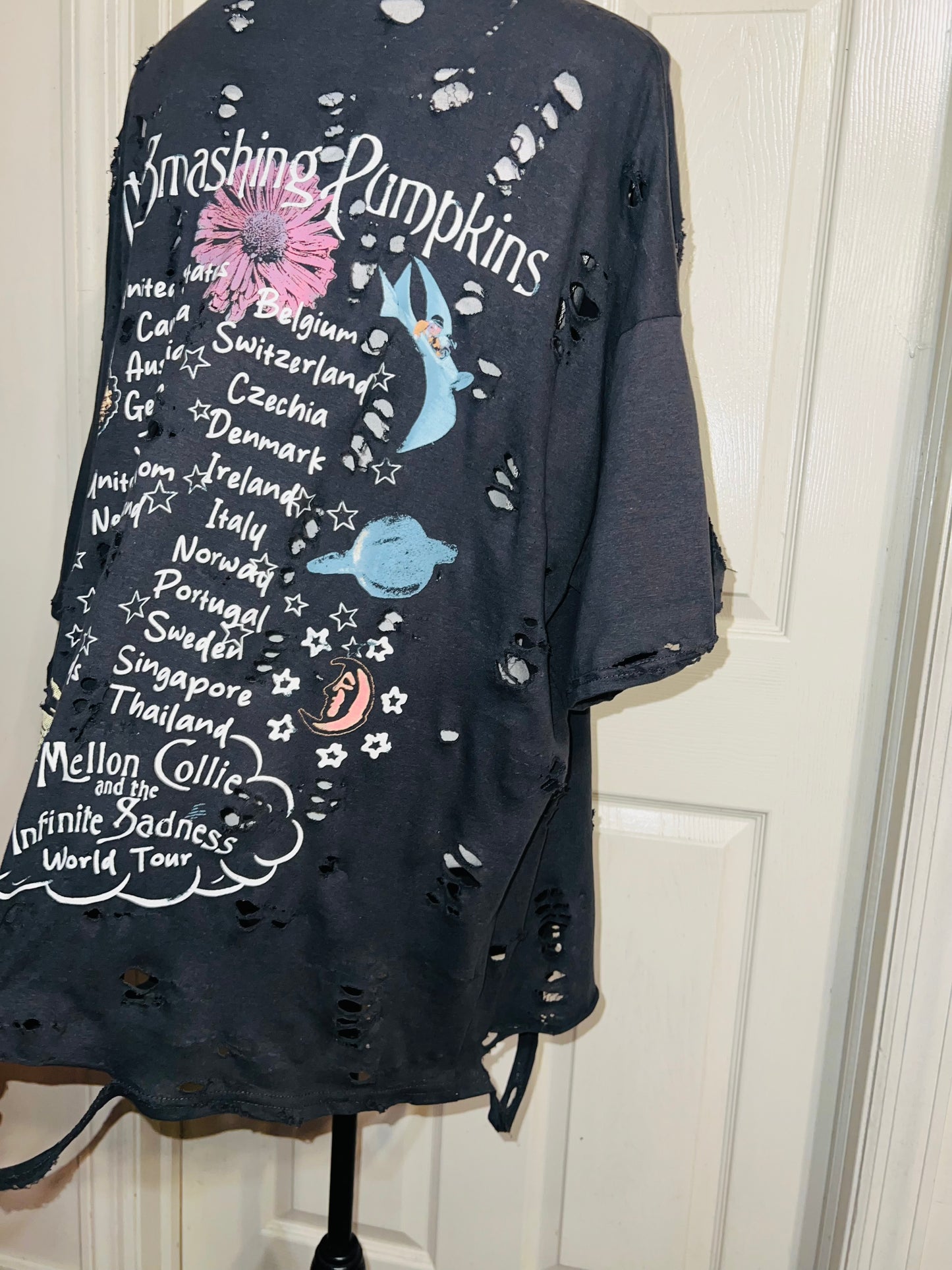 Smashing Pumpkins Double Sided Oversized Distressed Tee