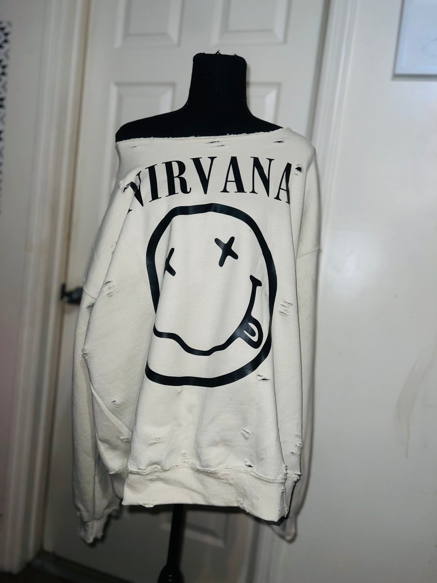 Nirvana Oversized Distressed Sweatshirt