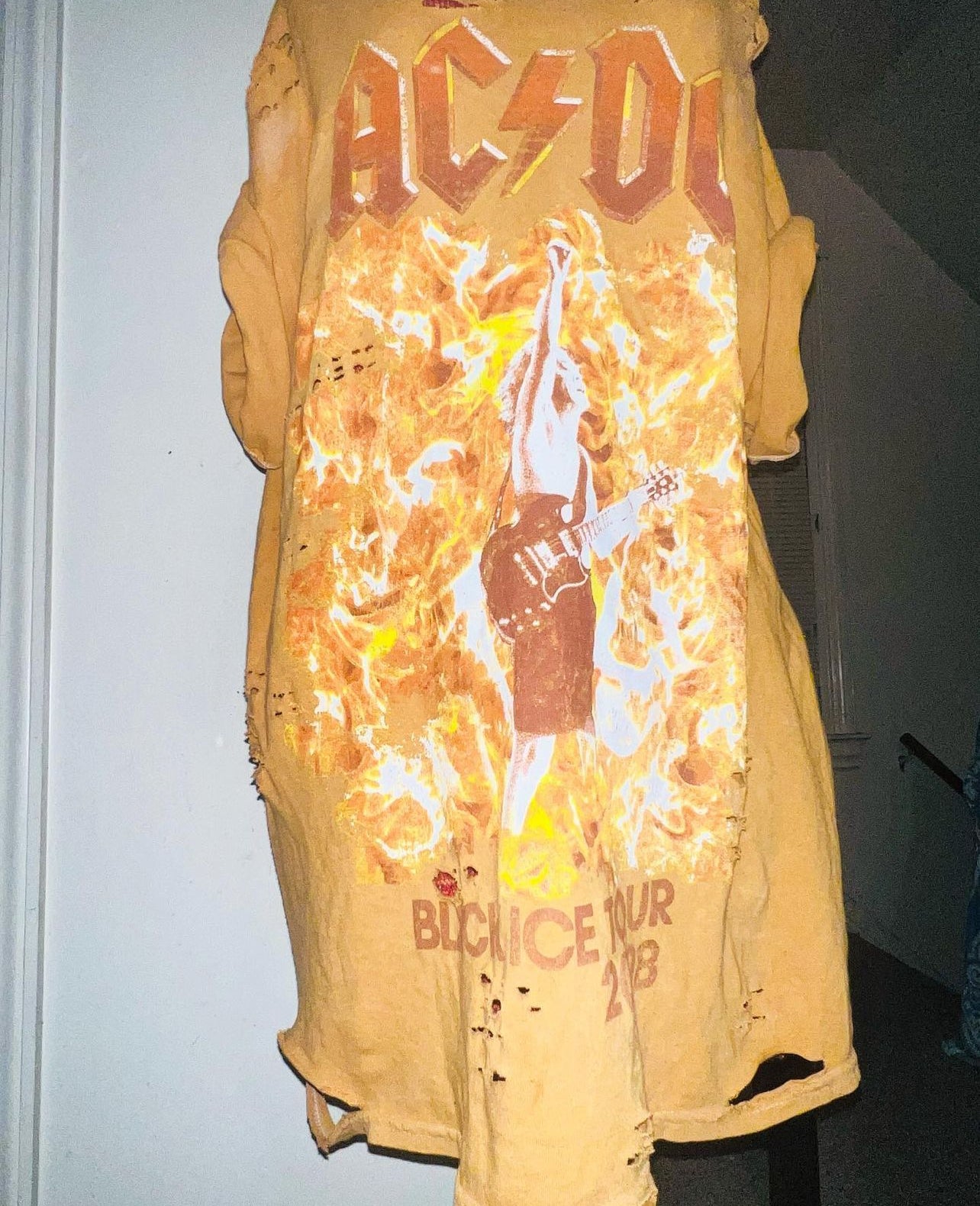 AC/DC Bleached Oversized Distressed Tee