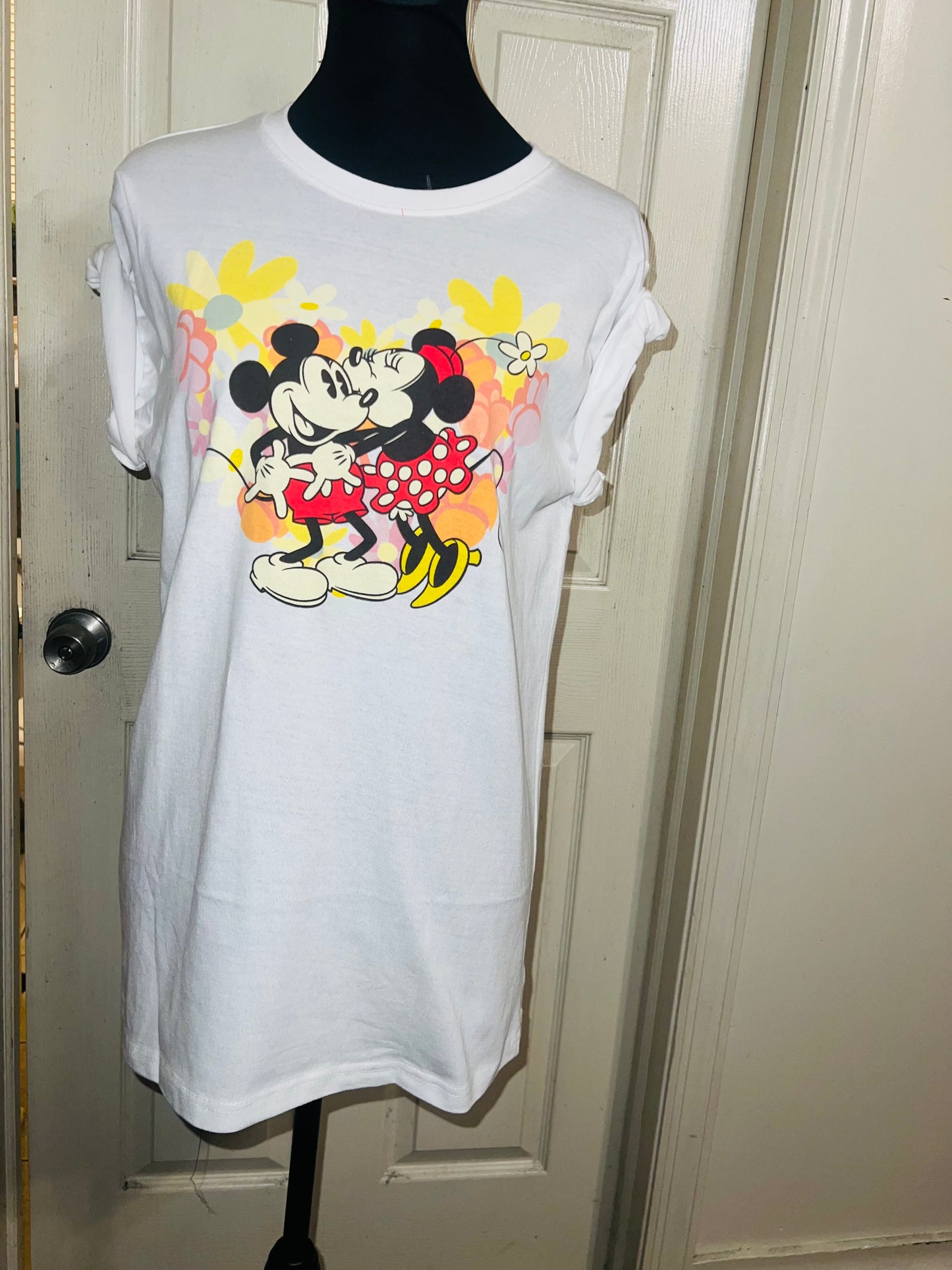 Mickey and Minnie Mouse Oversized Distressed Tee