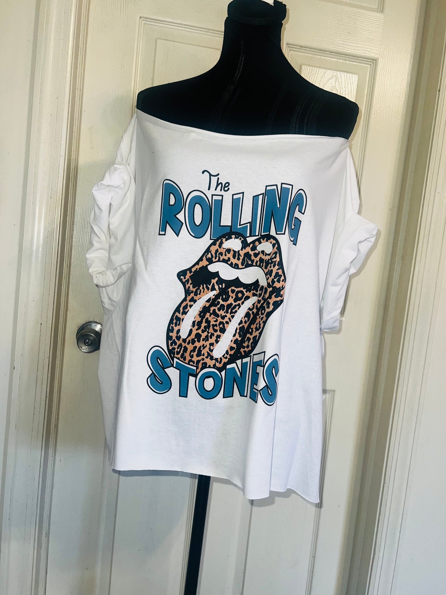 Rolling Stones Off The Shoulder Oversized Distressed Tee