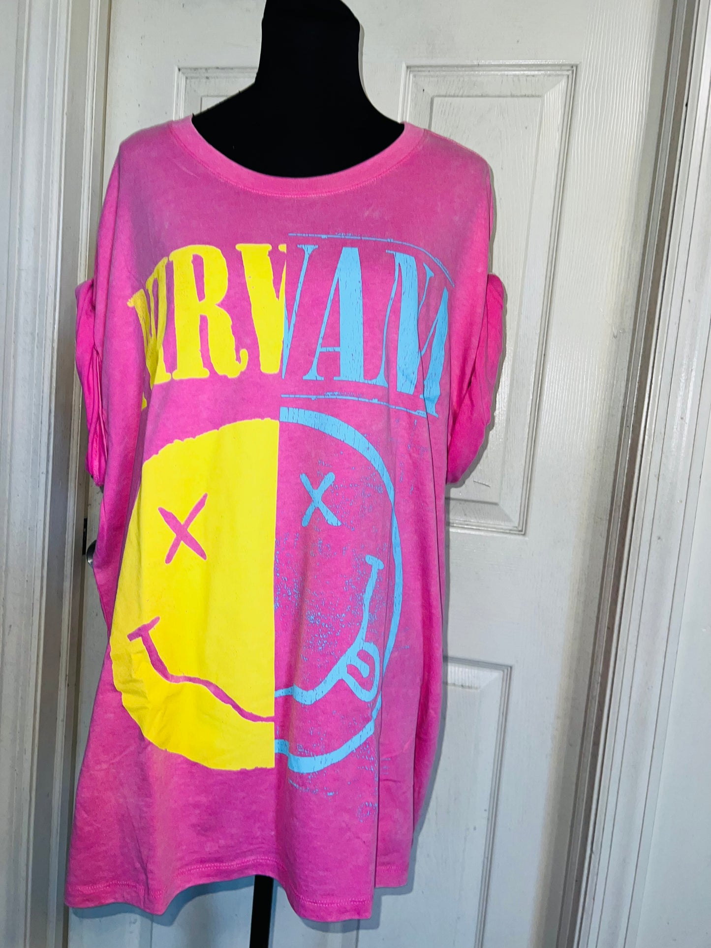Nirvana Double Sided Oversized Distressed Tee