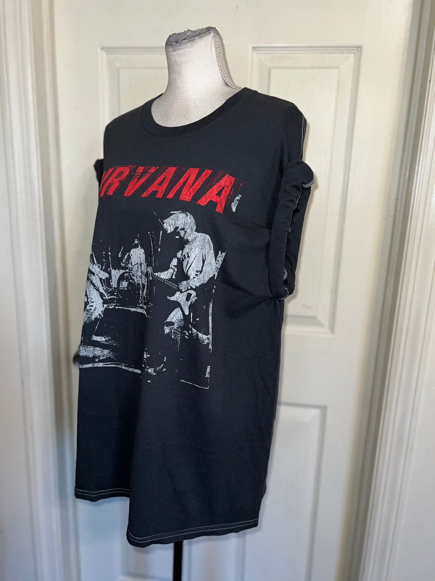 Nirvana Double Sided Oversized Distressed Tee