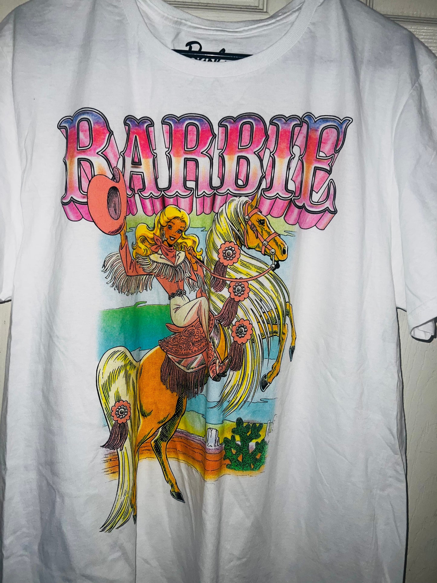 Barbie Cowgirl Oversized Distressed Tee