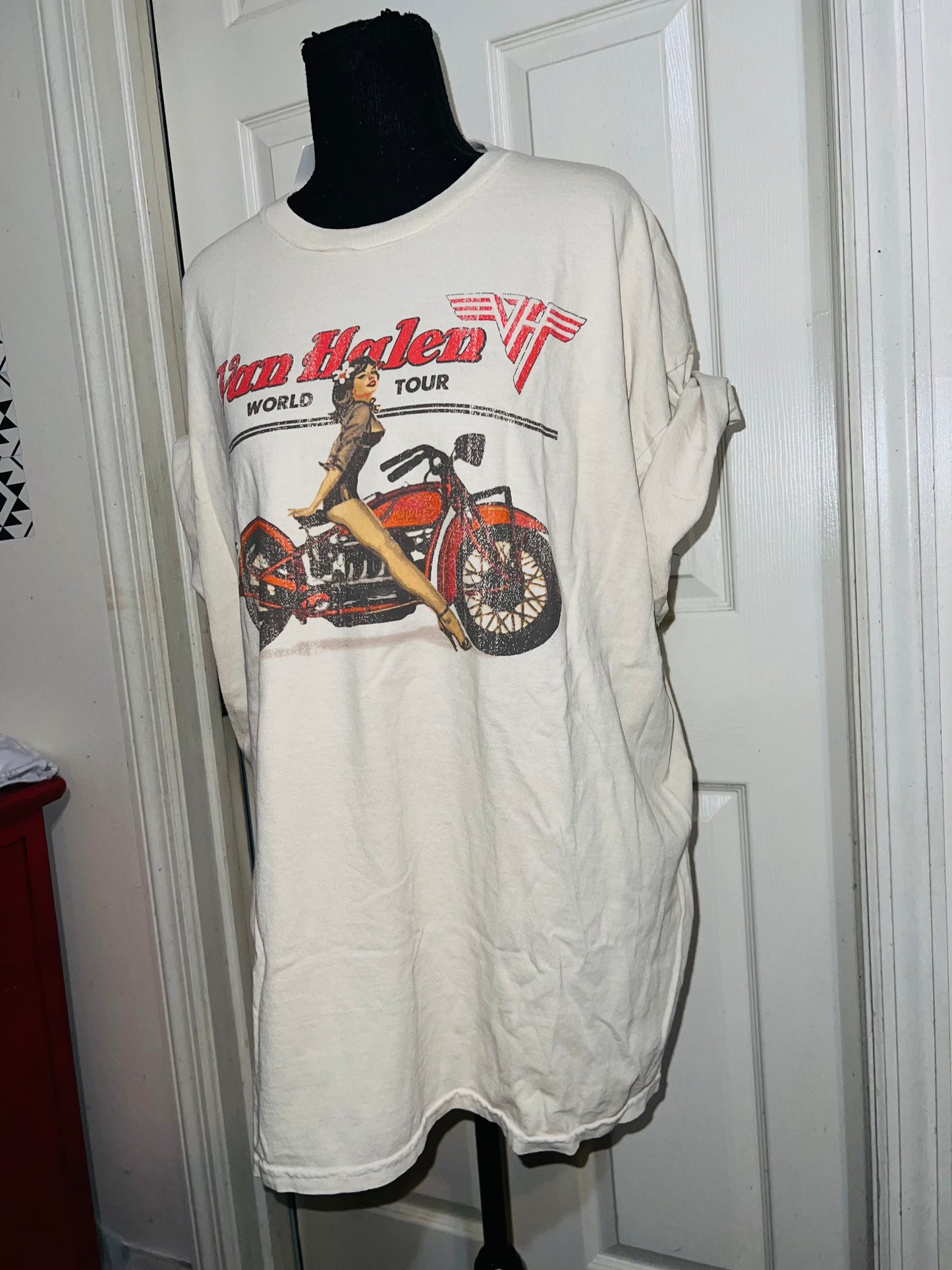 Van Halen Motorcycle Pin Up Oversized Tee