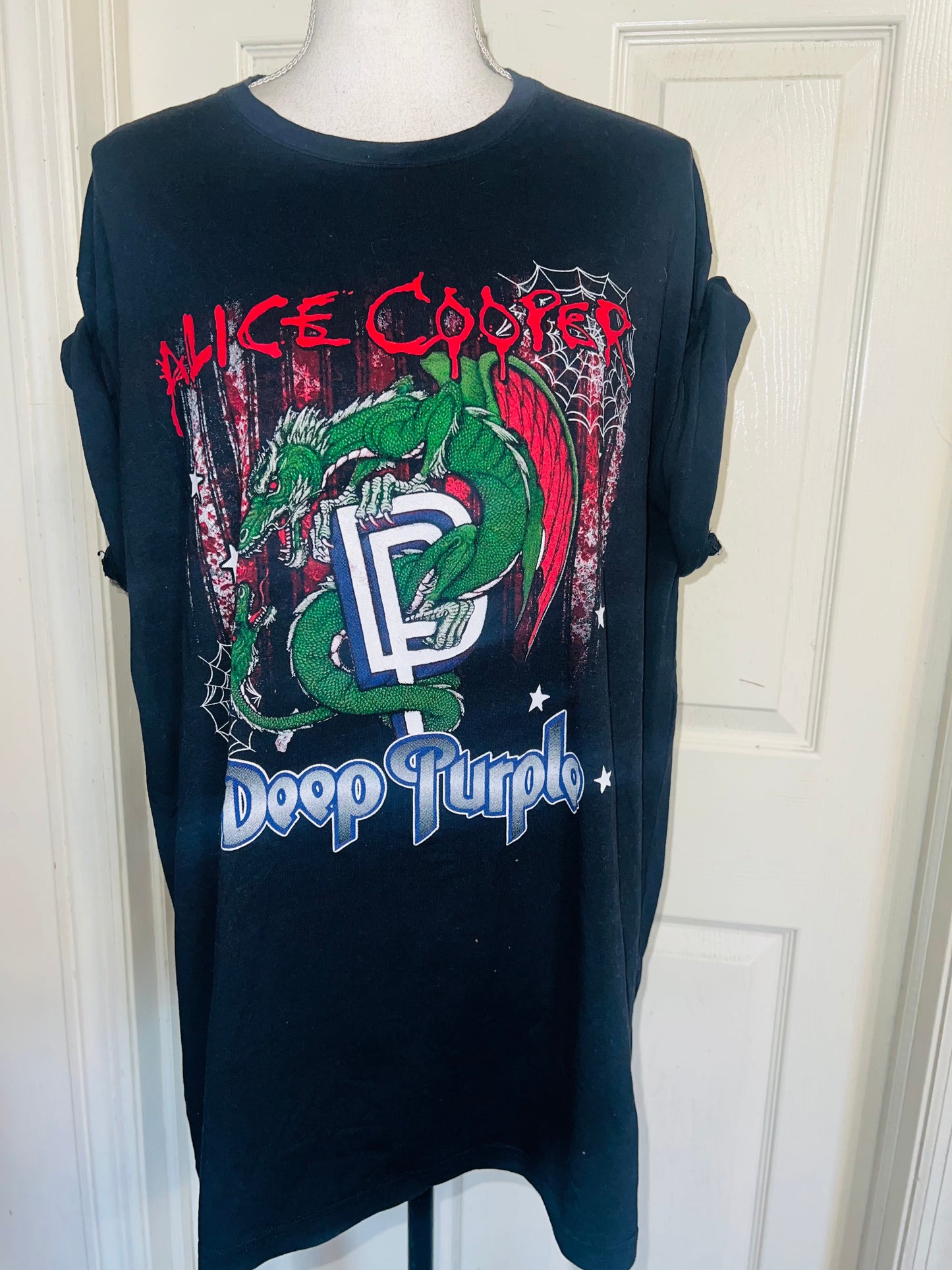Alice Cooper and Deep Purple Double Sided Oversized Distressed Tee