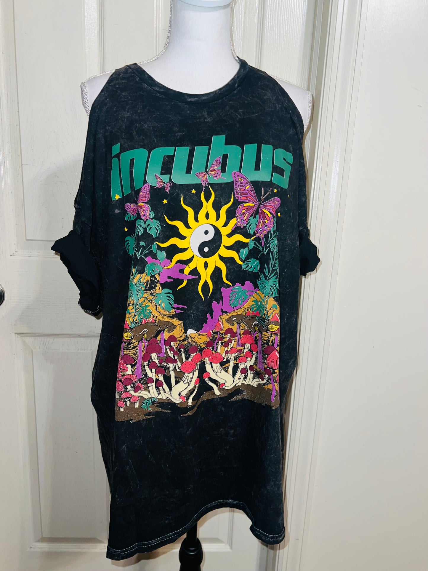 Incubus Oversized Distressed Cut Out Tee