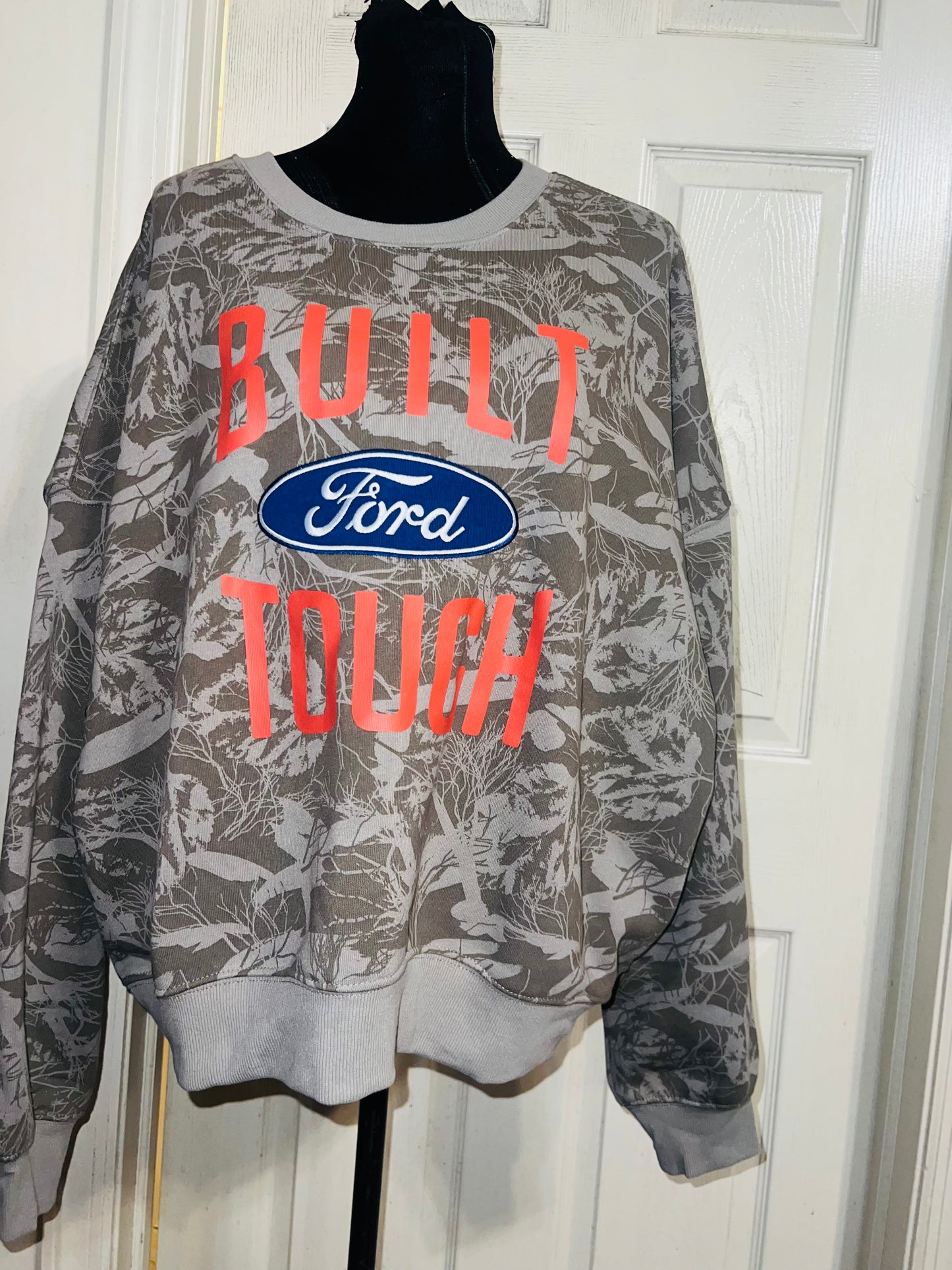 Ford Oversized Distressed Camo Sweatshirt