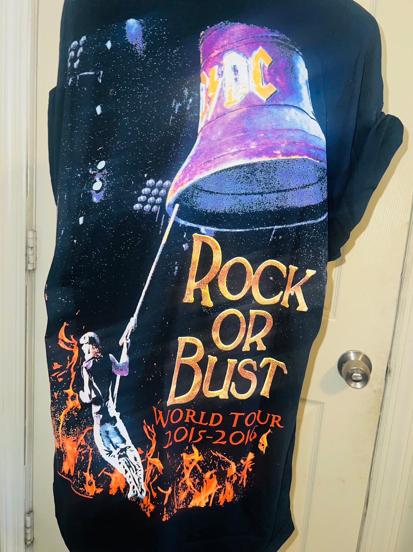 AC/DC Double Sided Oversized Distressed Tee