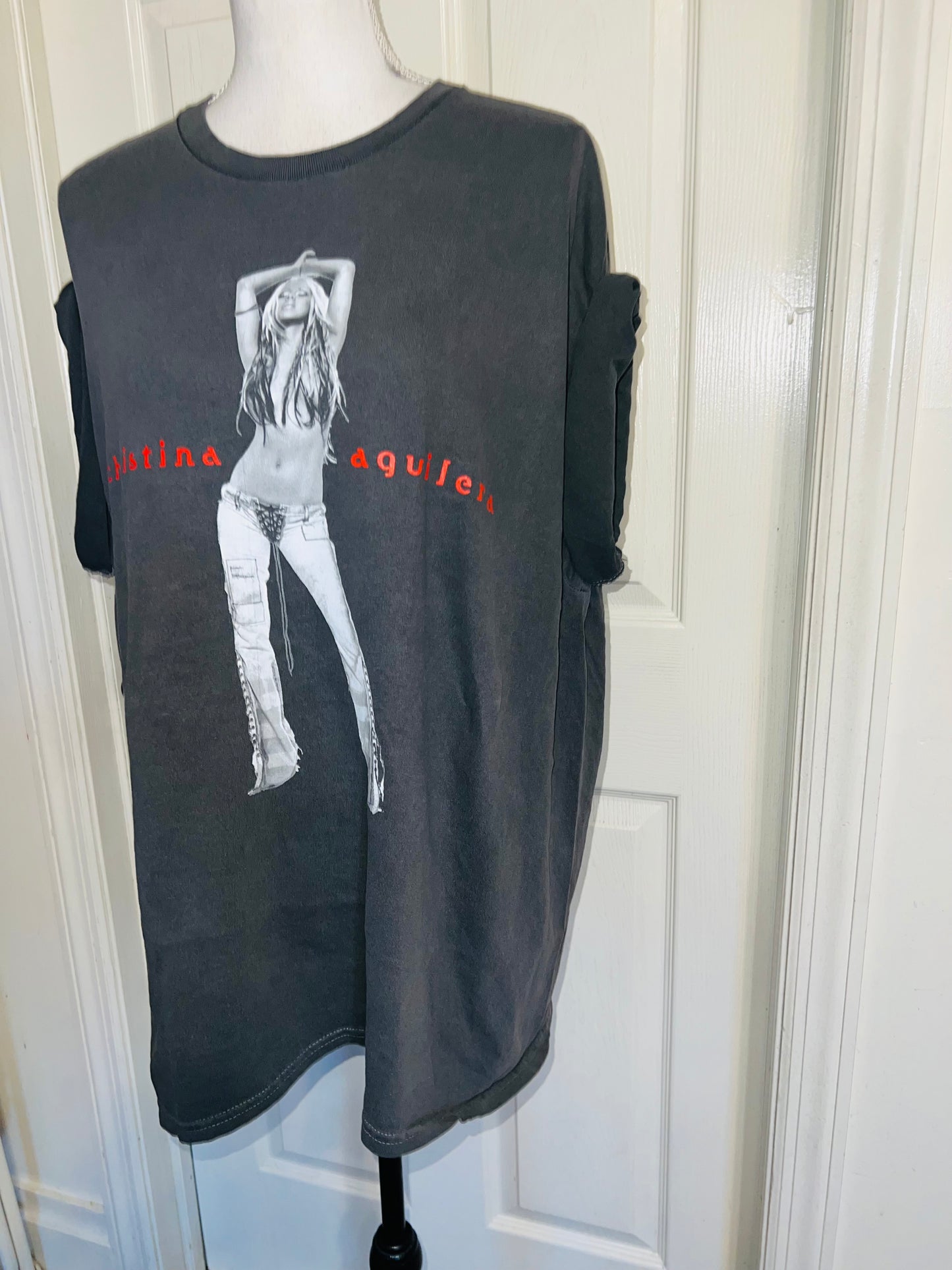 Christina Aguilera Oversized Distressed Tee