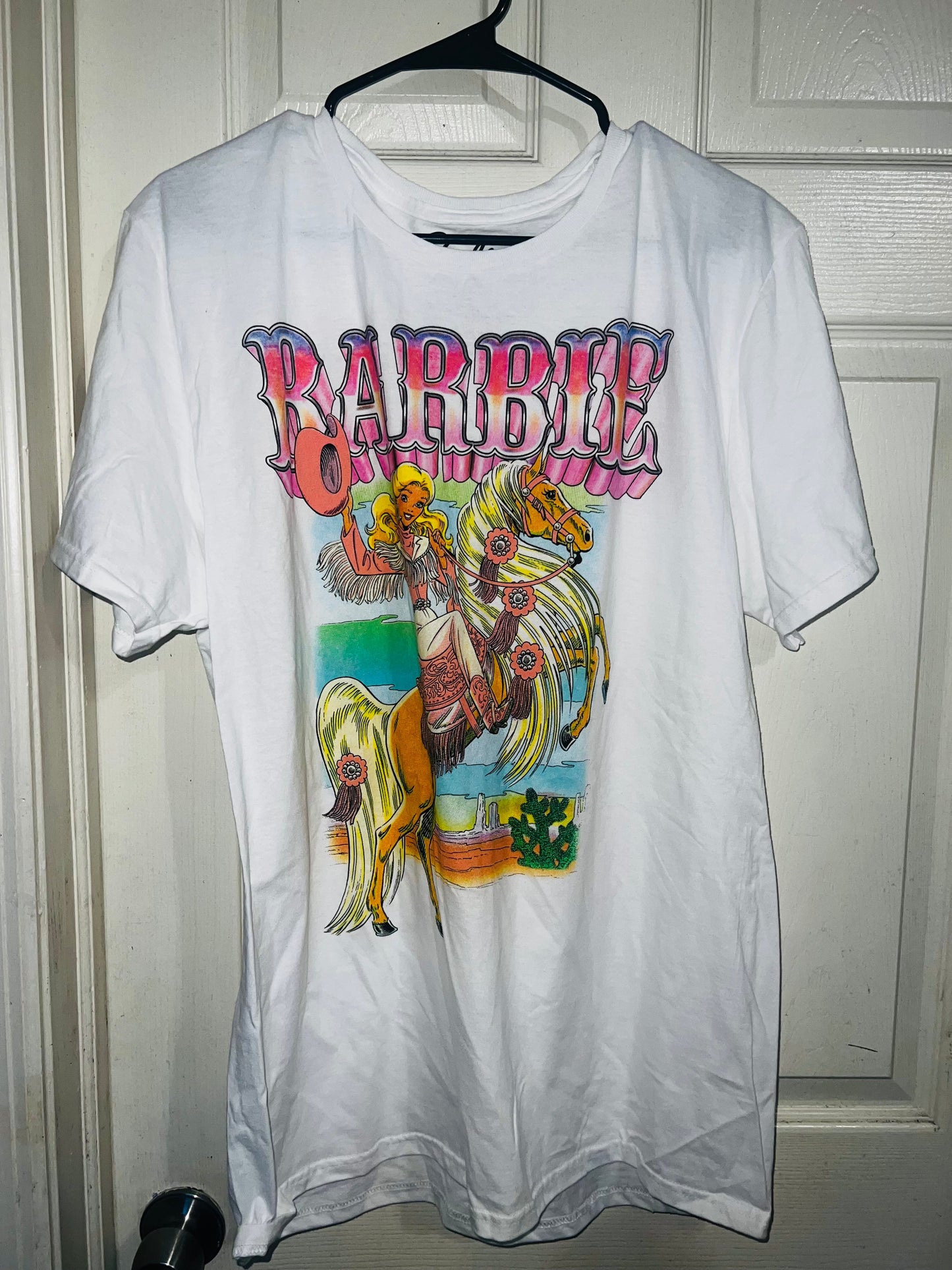 Barbie Cowgirl Oversized Distressed Tee