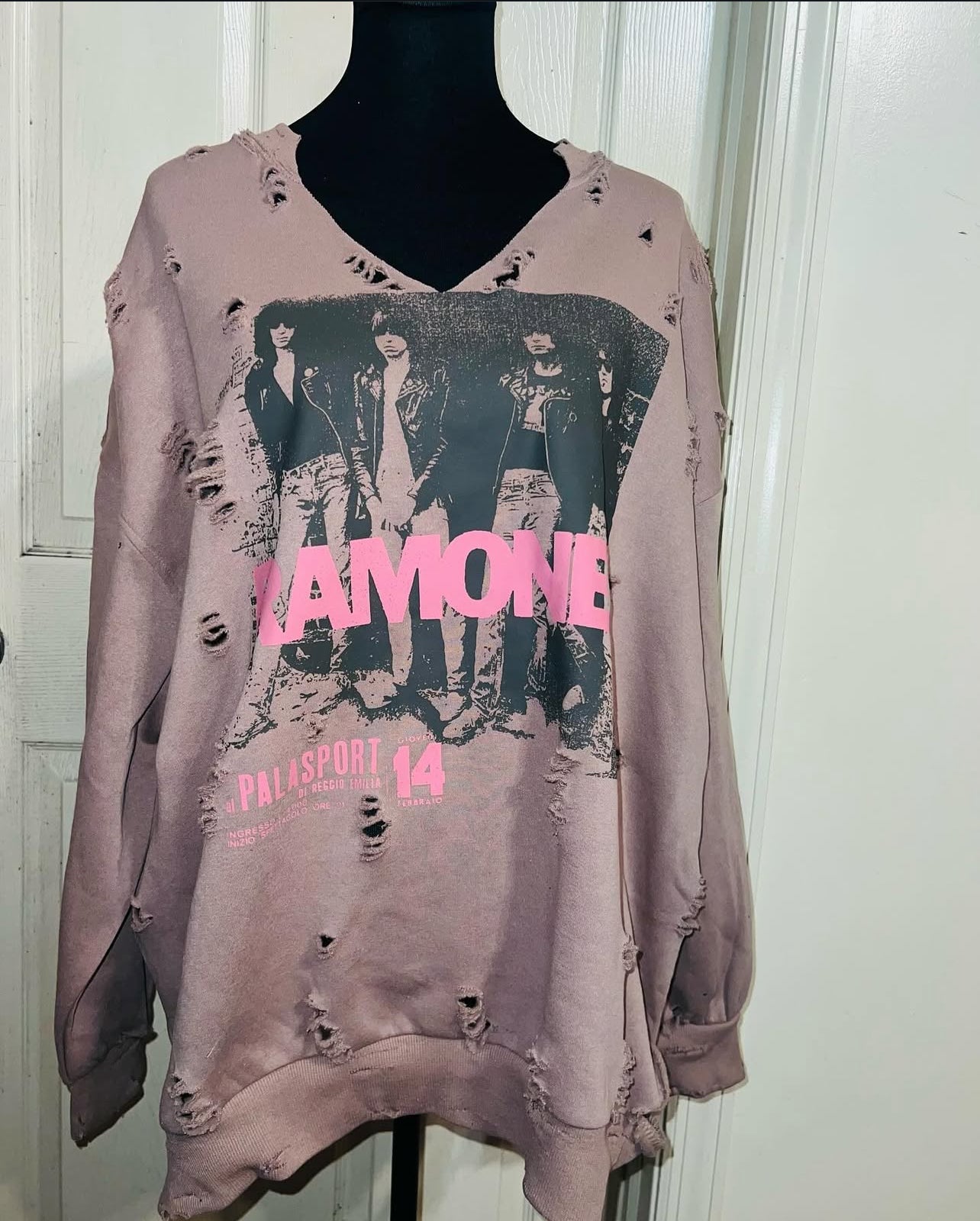The Ramones Oversized Distressed Sweatshirt