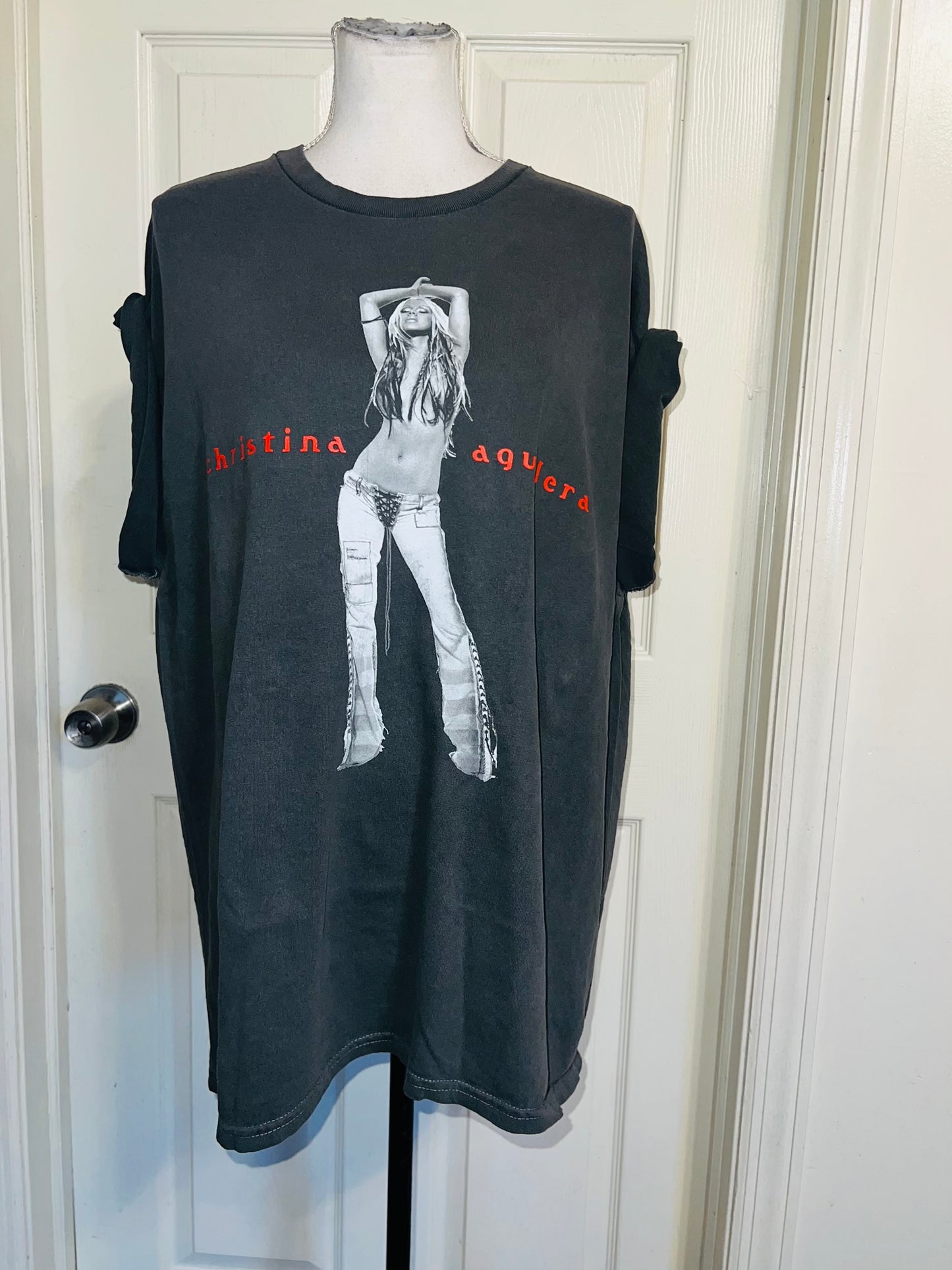 Christina Aguilera Oversized Distressed Tee